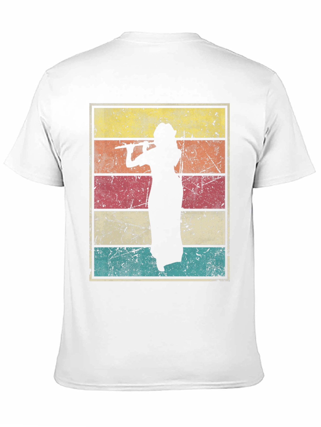 Black Retro Flute Player T-Shirt  view 11