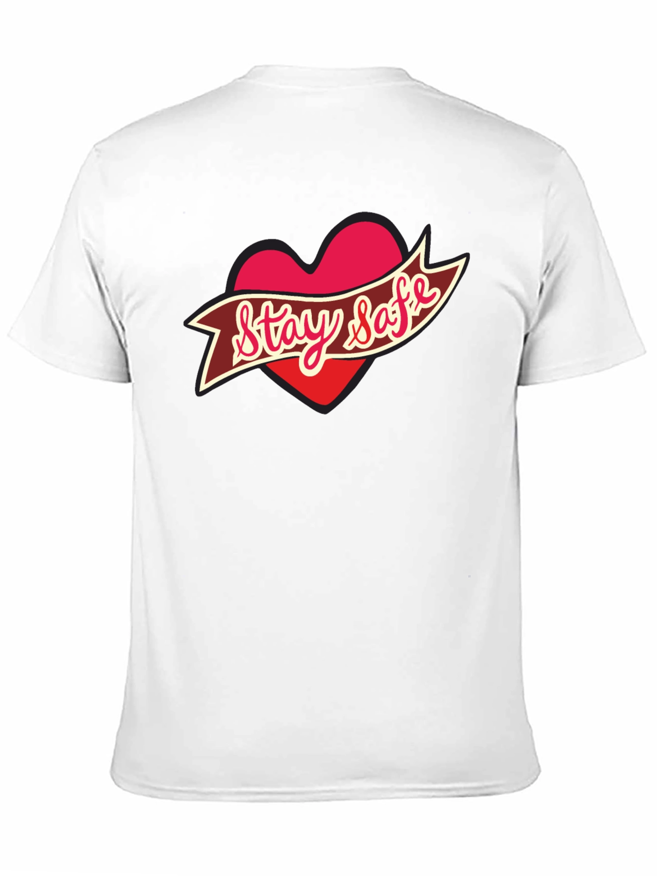 Black Stay Safe Heart T-Shirt - Black view 11