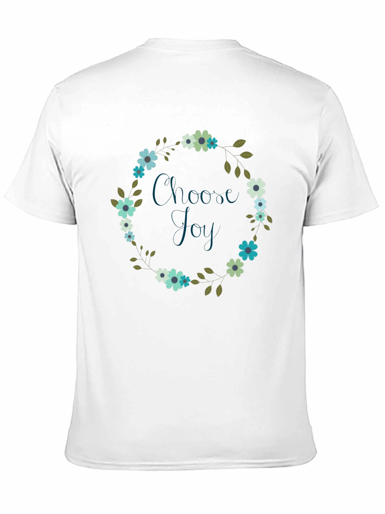 Black Choose Joy Floral Wreath Black T-Shirt view 11