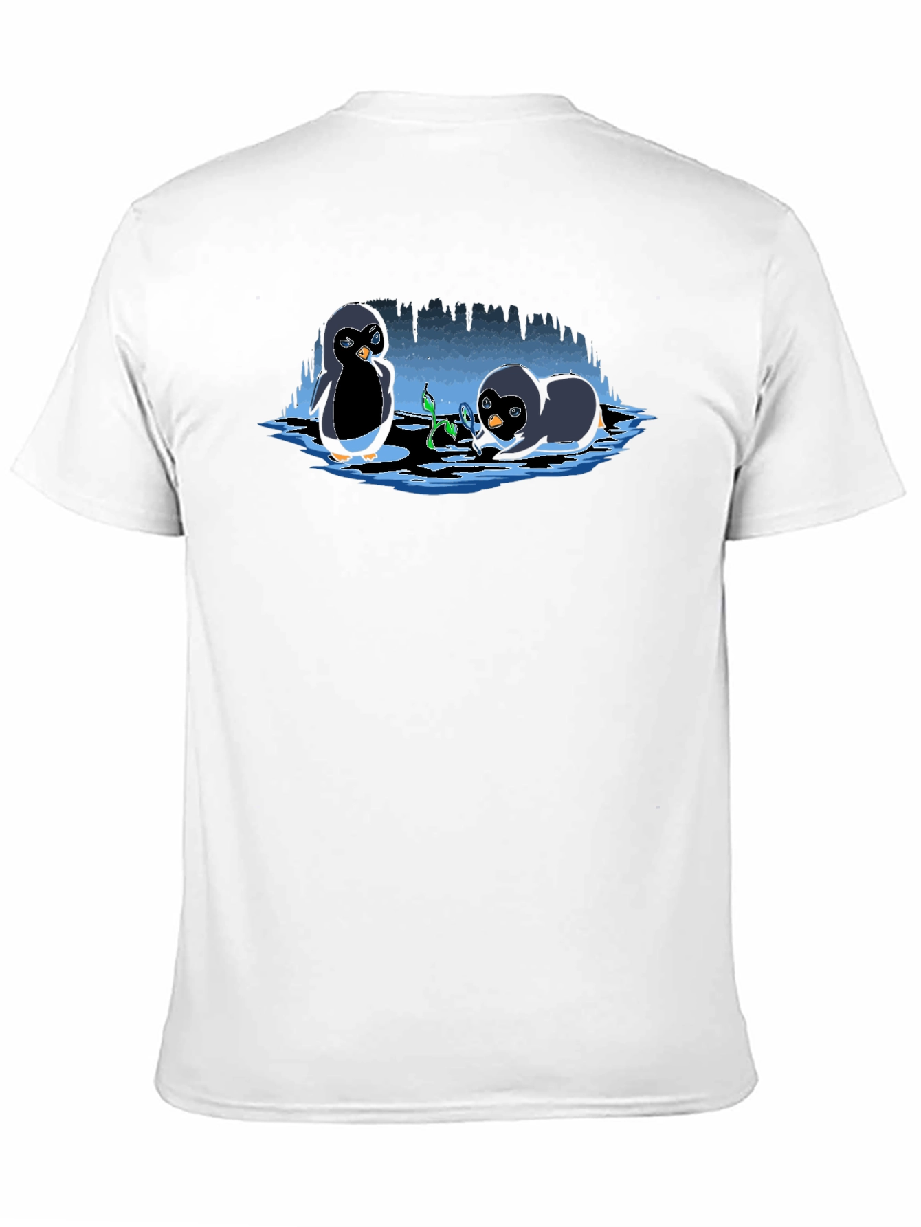 Black Penguin Plant T-Shirt - Cute Cartoon Design view 11