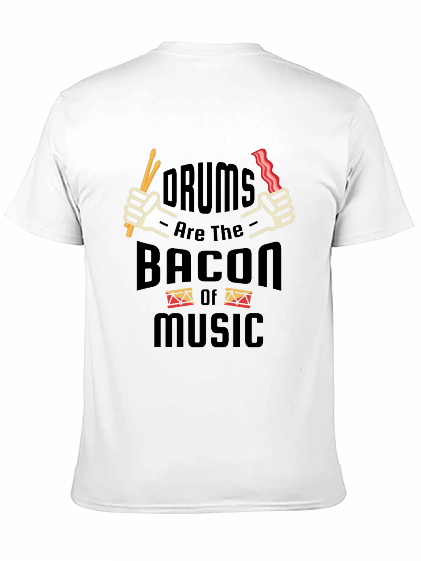 Black Drums Bacon Music T-Shirt Funny Musician Tee view 11