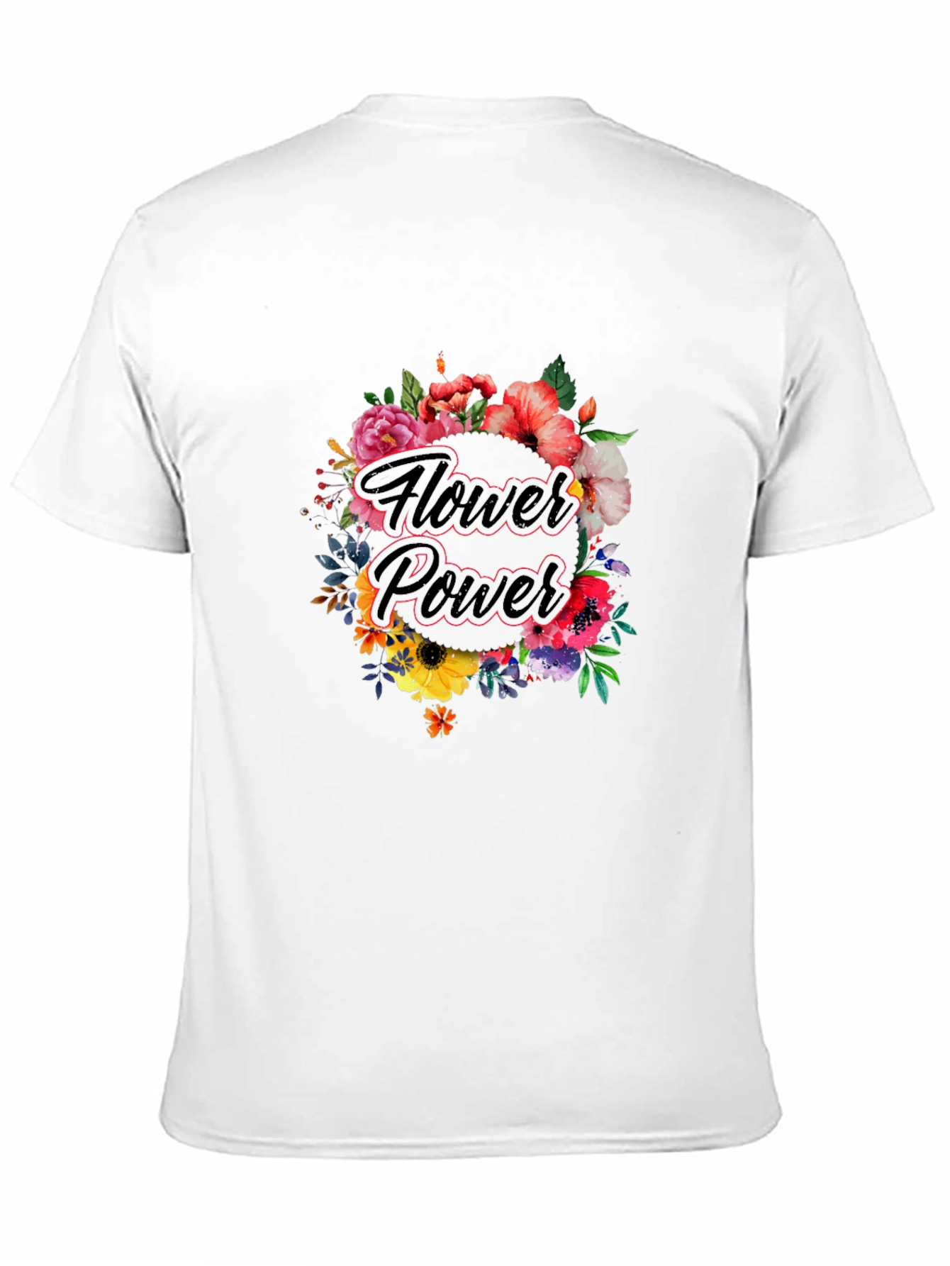 Black Flower Power Graphic Tee - Black Cotton T-Shirt view 11