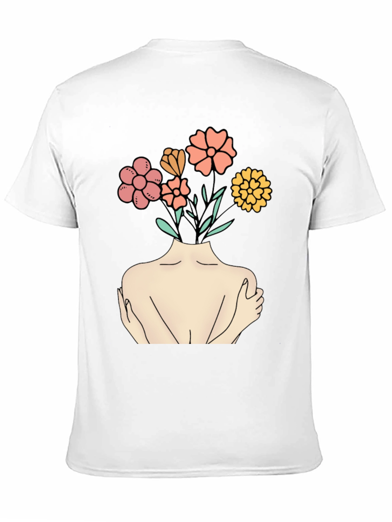 Black Floral Head Black Tee - Self Love Graphic Shirt view 11