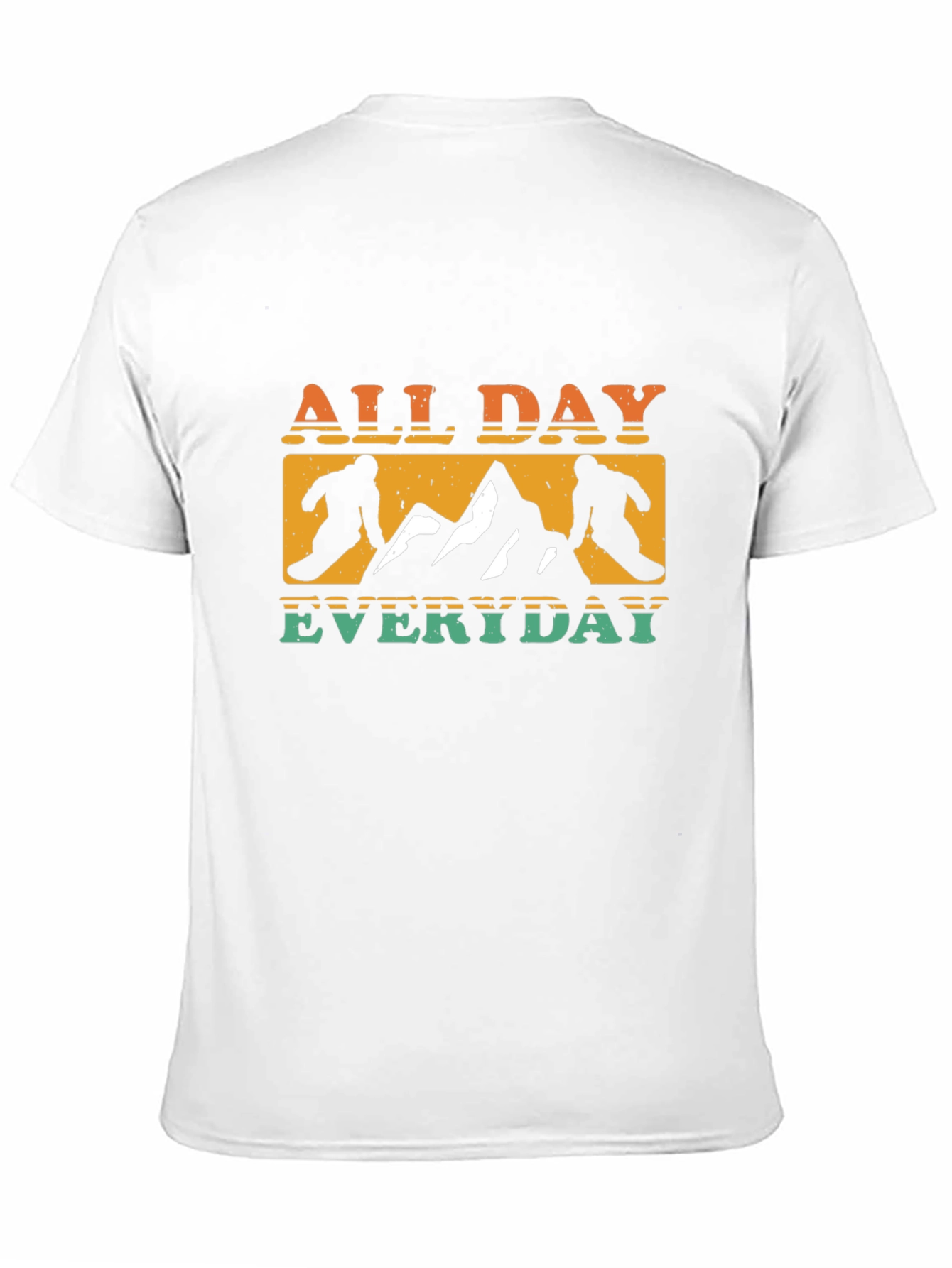Black All Day Everyday Retro Skiing T-Shirt view 11