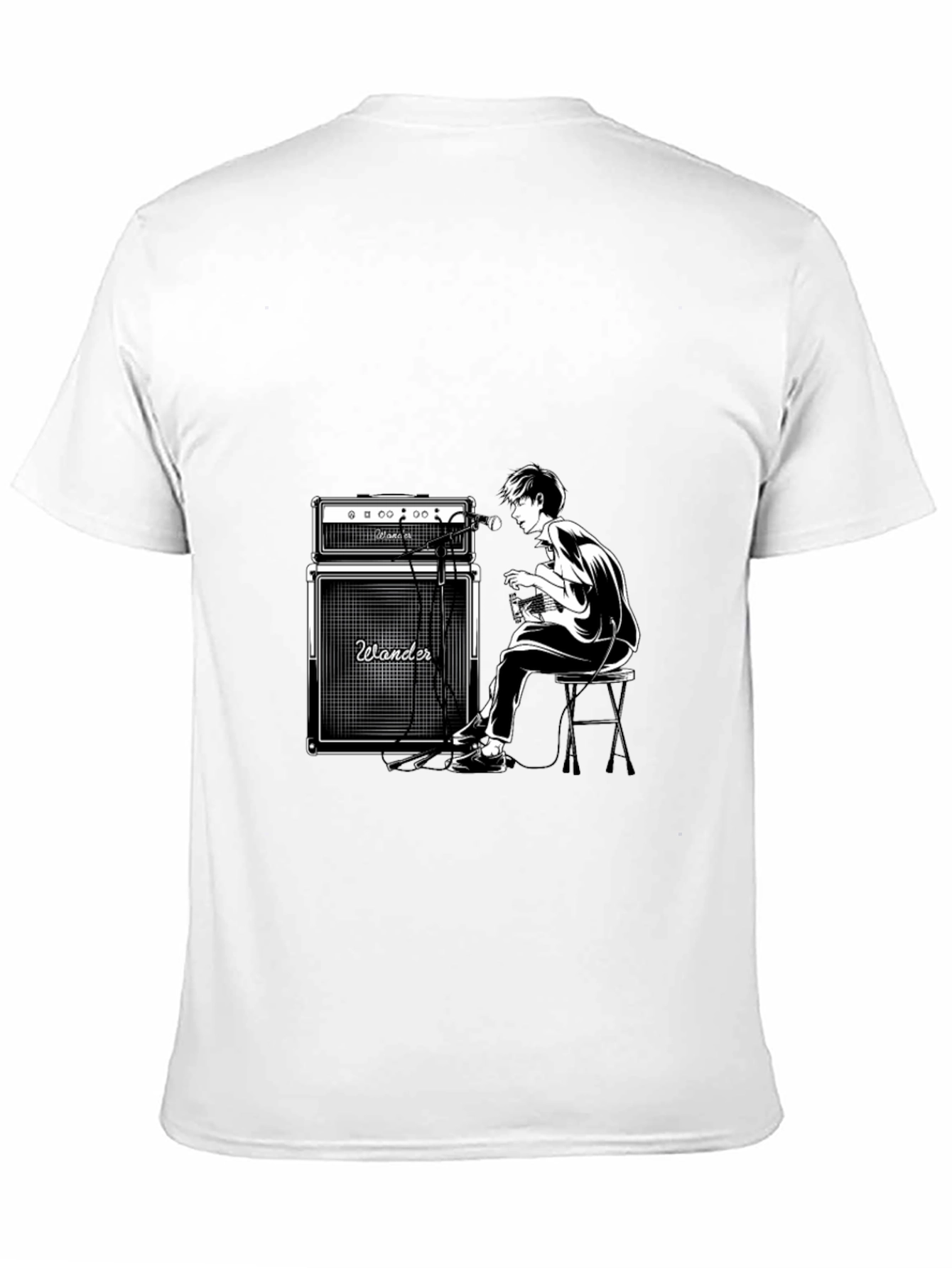 Black Wander Guitarist Graphic Tee - Black Unisex T-Shirt view 11