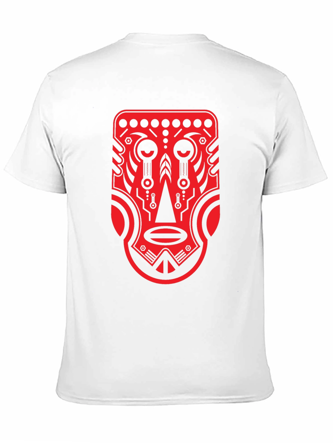 Black Tribal Mask Graphic Tee - Bold Red Design view 11