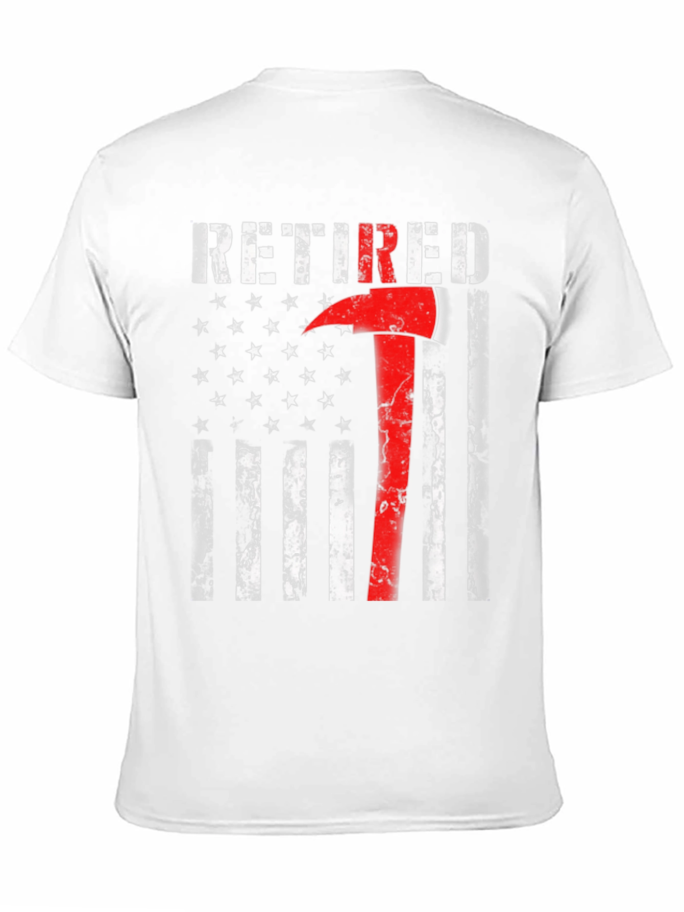 Black Retired Firefighter Axe American Flag T-Shirt view 11