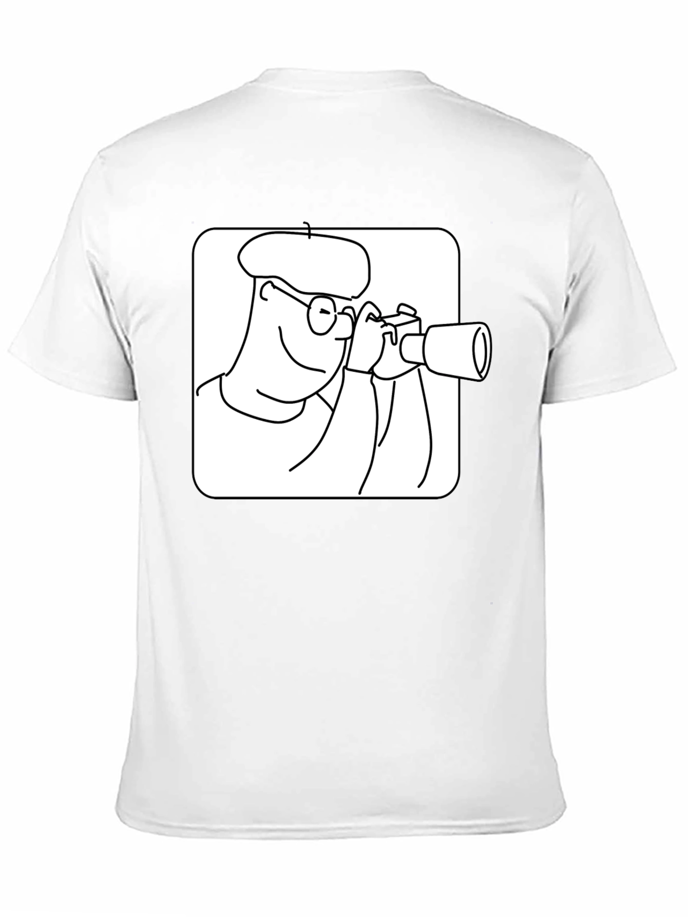 Black Black T-Shirt with Cartoon Photographer Design view 11