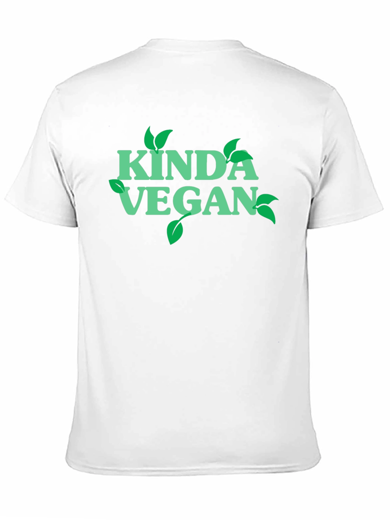 Black Kinda Vegan T-Shirt - Green Leaf Design view 11