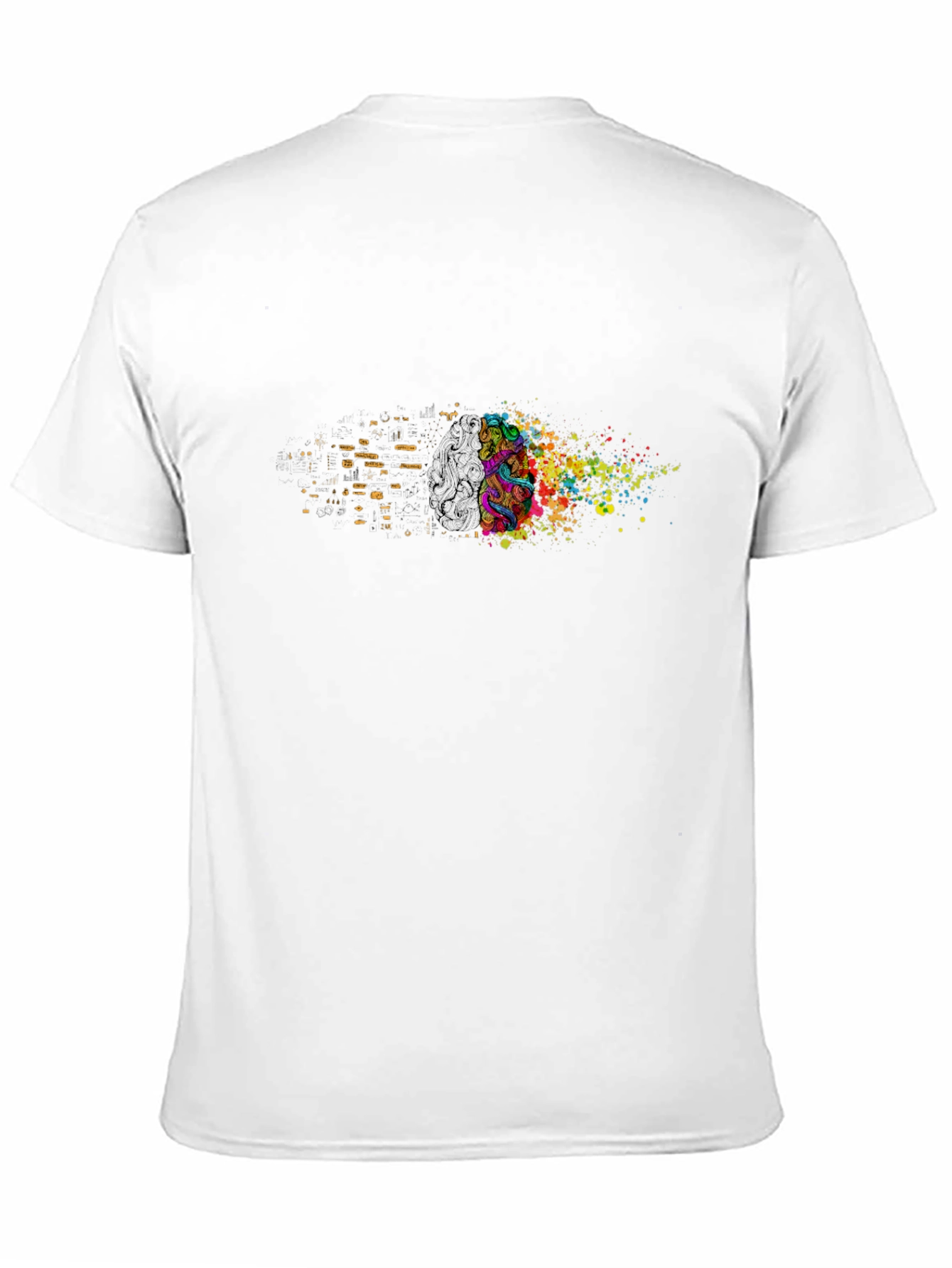 Black Abstract Mind T-Shirt: Colorful Brain Art view 11