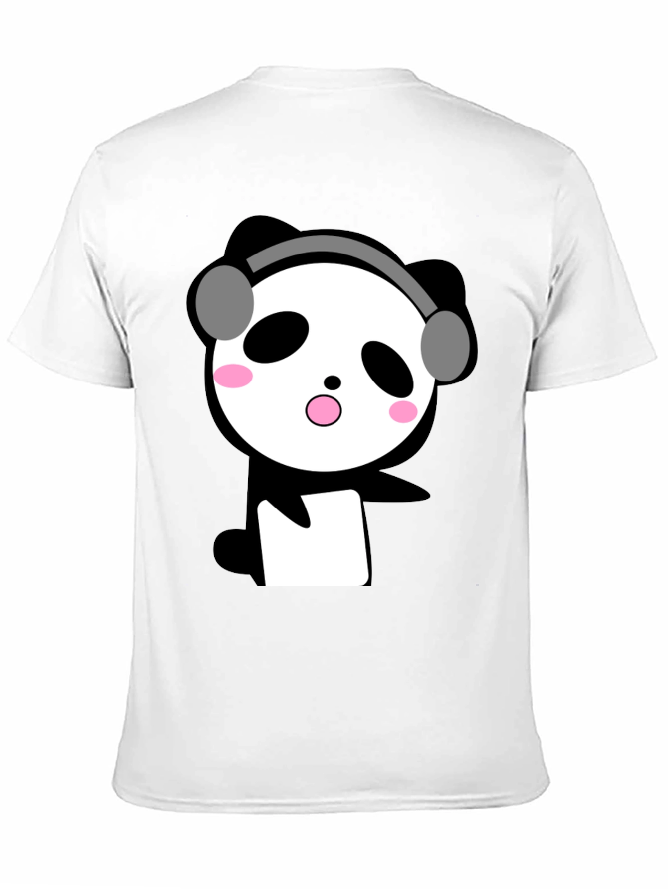 Black Cute Panda with Headphones Black T-Shirt view 11