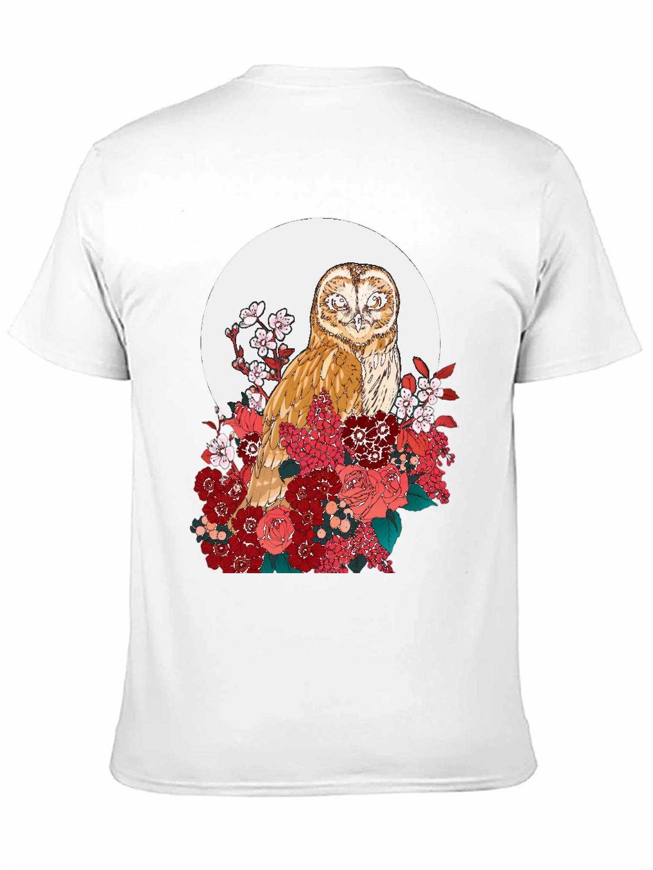 Black Owl and Floral Black T-Shirt view 11