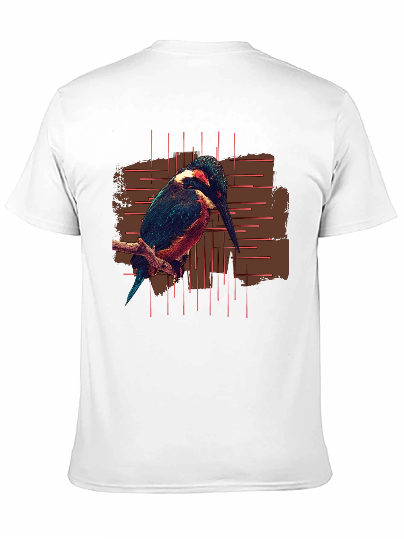 Black Kingfisher Bird Graphic Print Black T-Shirt view 11