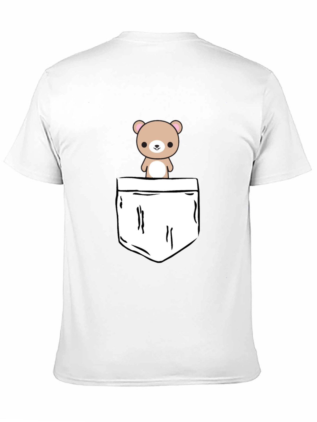 Black Cute Bear Pocket Graphic T-Shirt view 11
