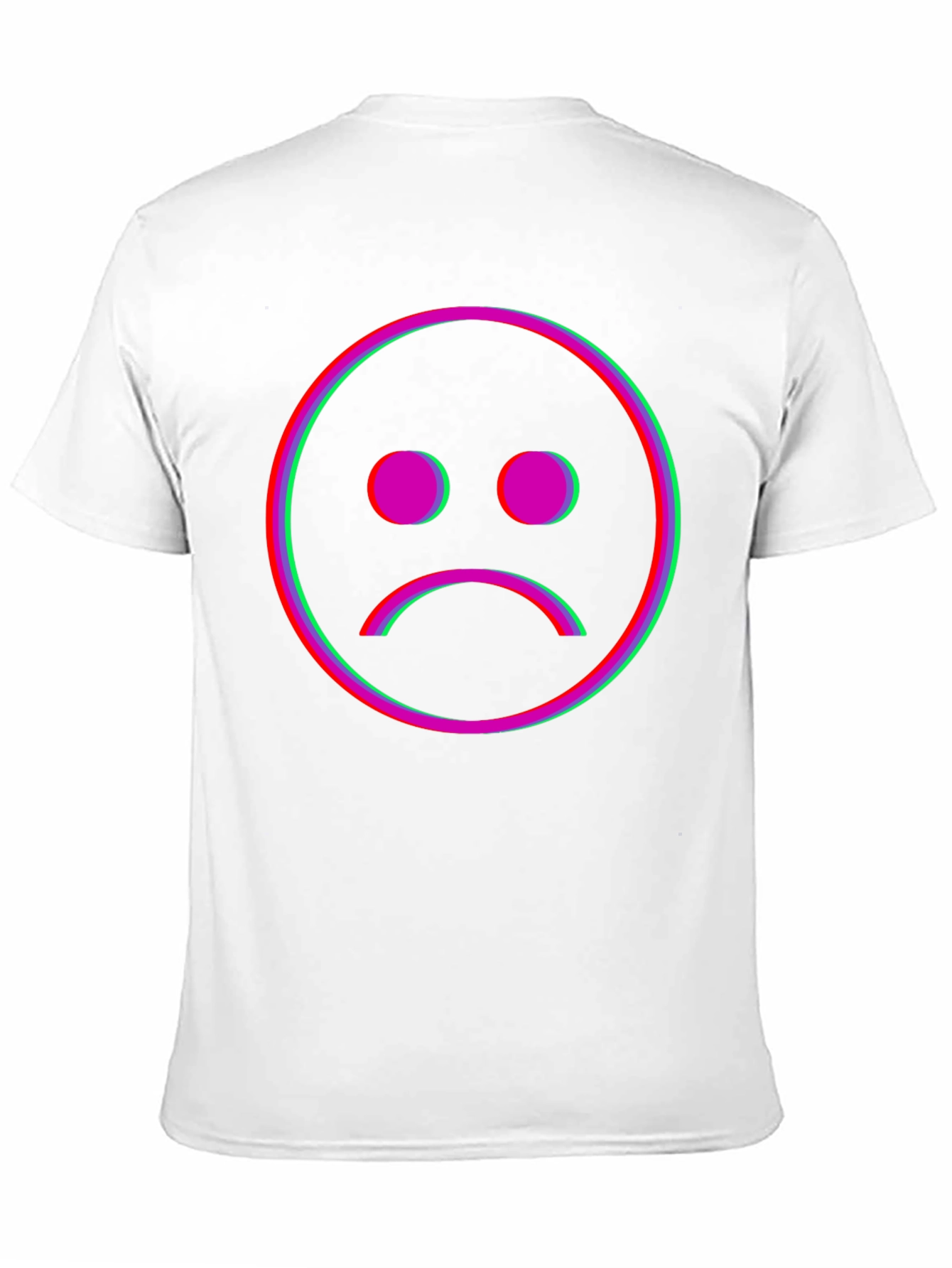 Black Sad Face Glitch Graphic Black T-Shirt view 11