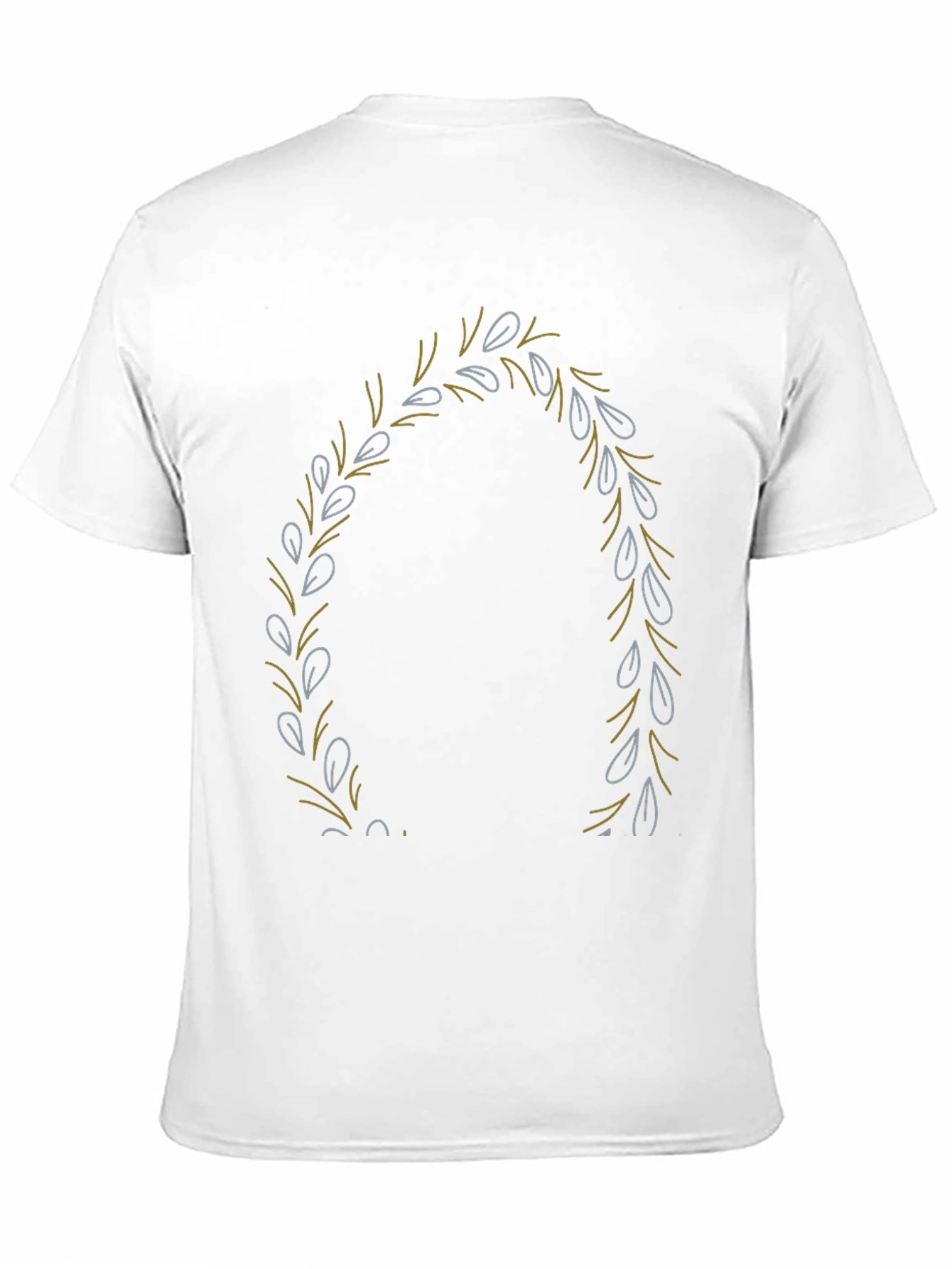 Black Men's Black T-Shirt with Leaf Wreath Design view 11