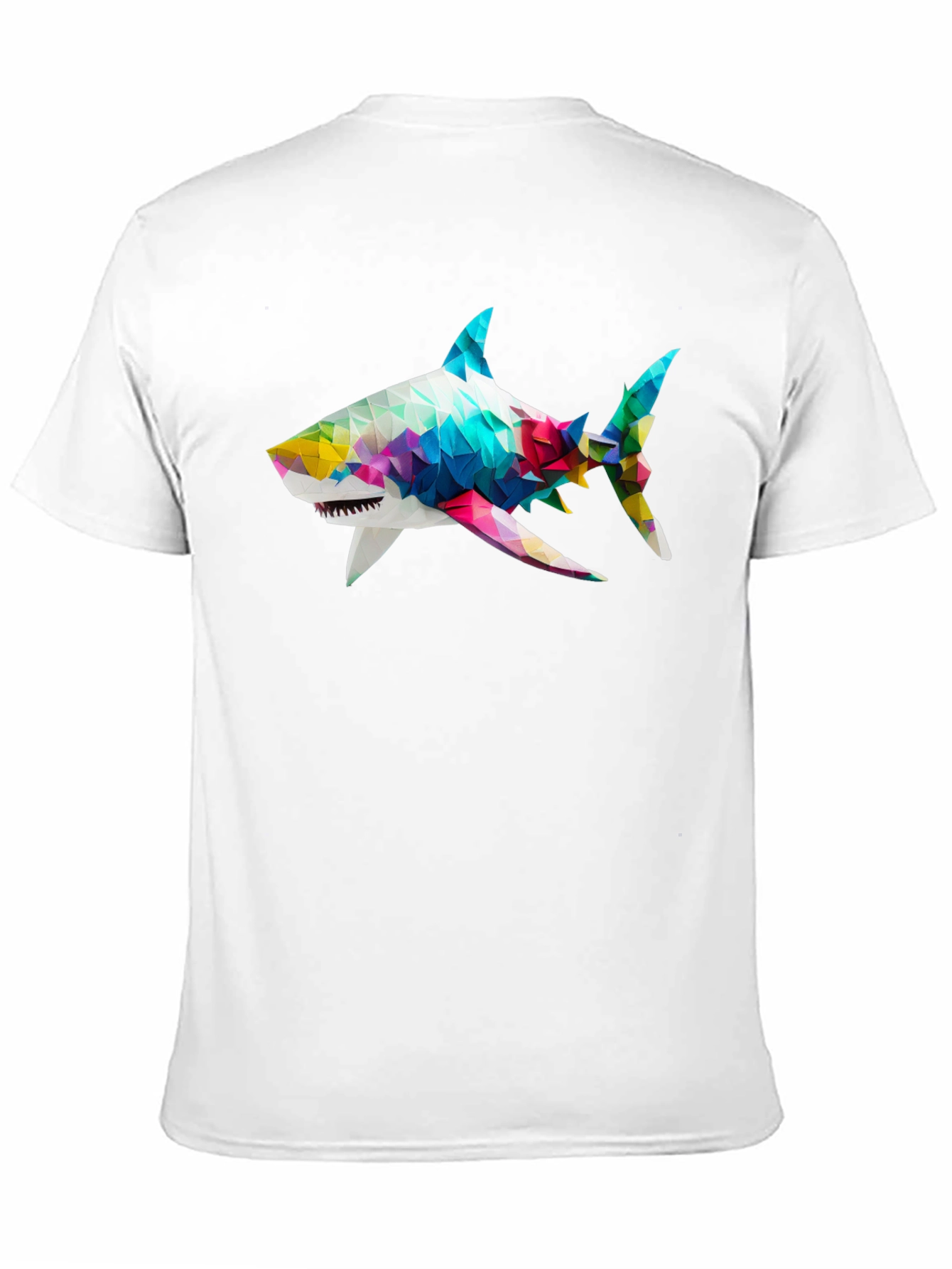 Black Geometric Shark Graphic Tee - Black Cotton Blend view 11