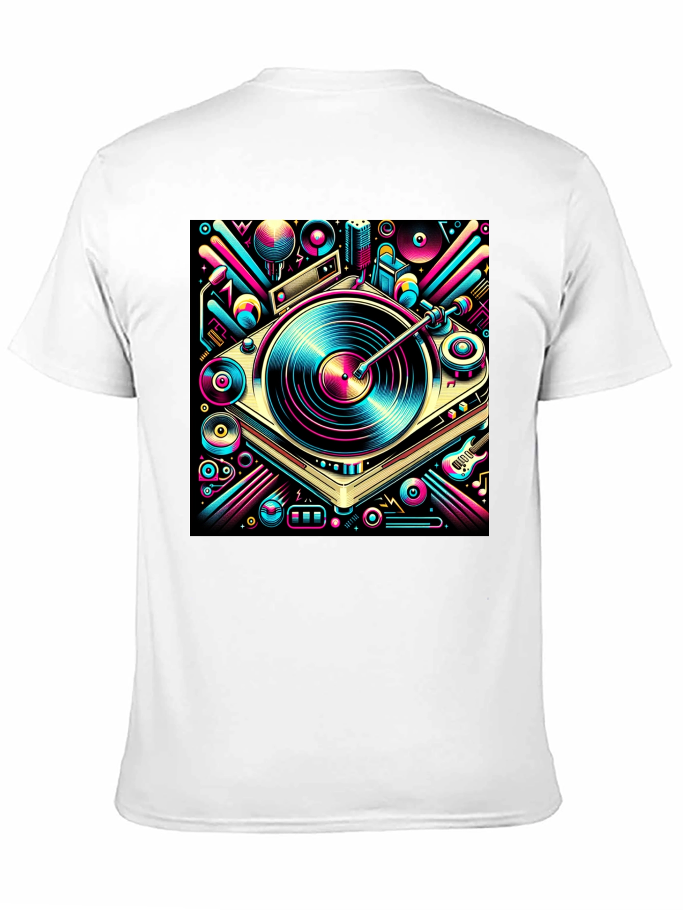 Black Retro Turntable Graphic Tee view 11