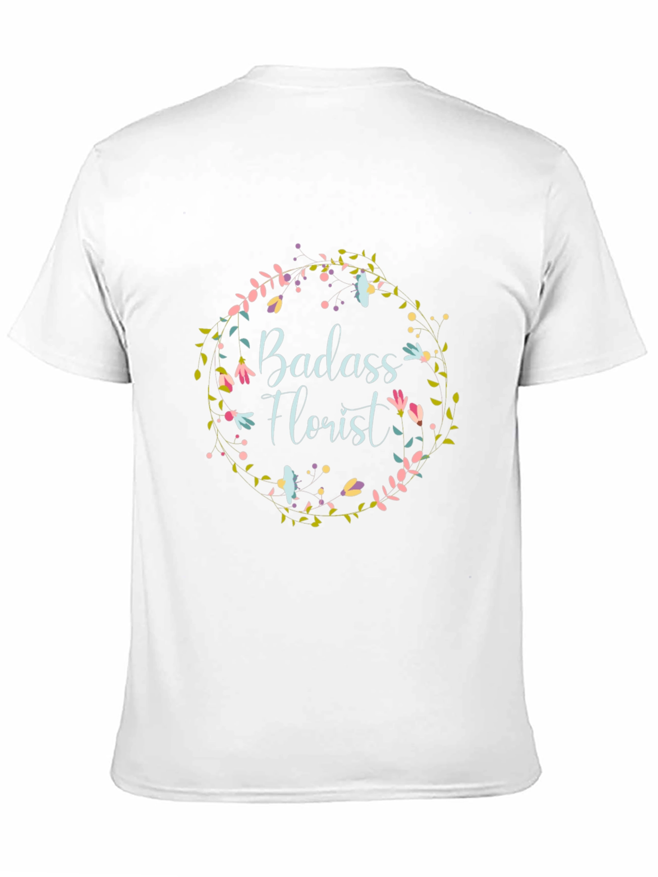 Black Badass Florist Graphic Tee - Floral Wreath Design view 11