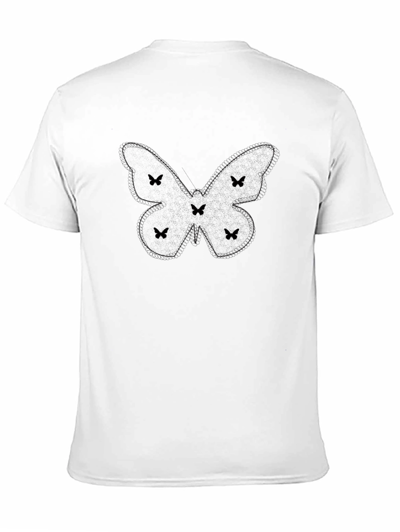 Black Butterfly Graphic Print Black T-Shirt for Men view 11
