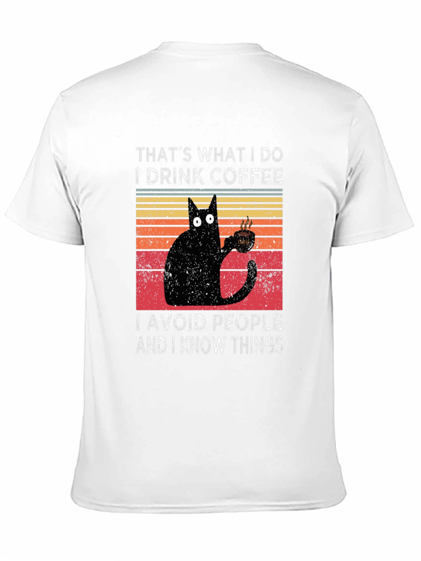 Black Coffee Cat T-Shirt - I Drink Coffee, Avoid People view 11