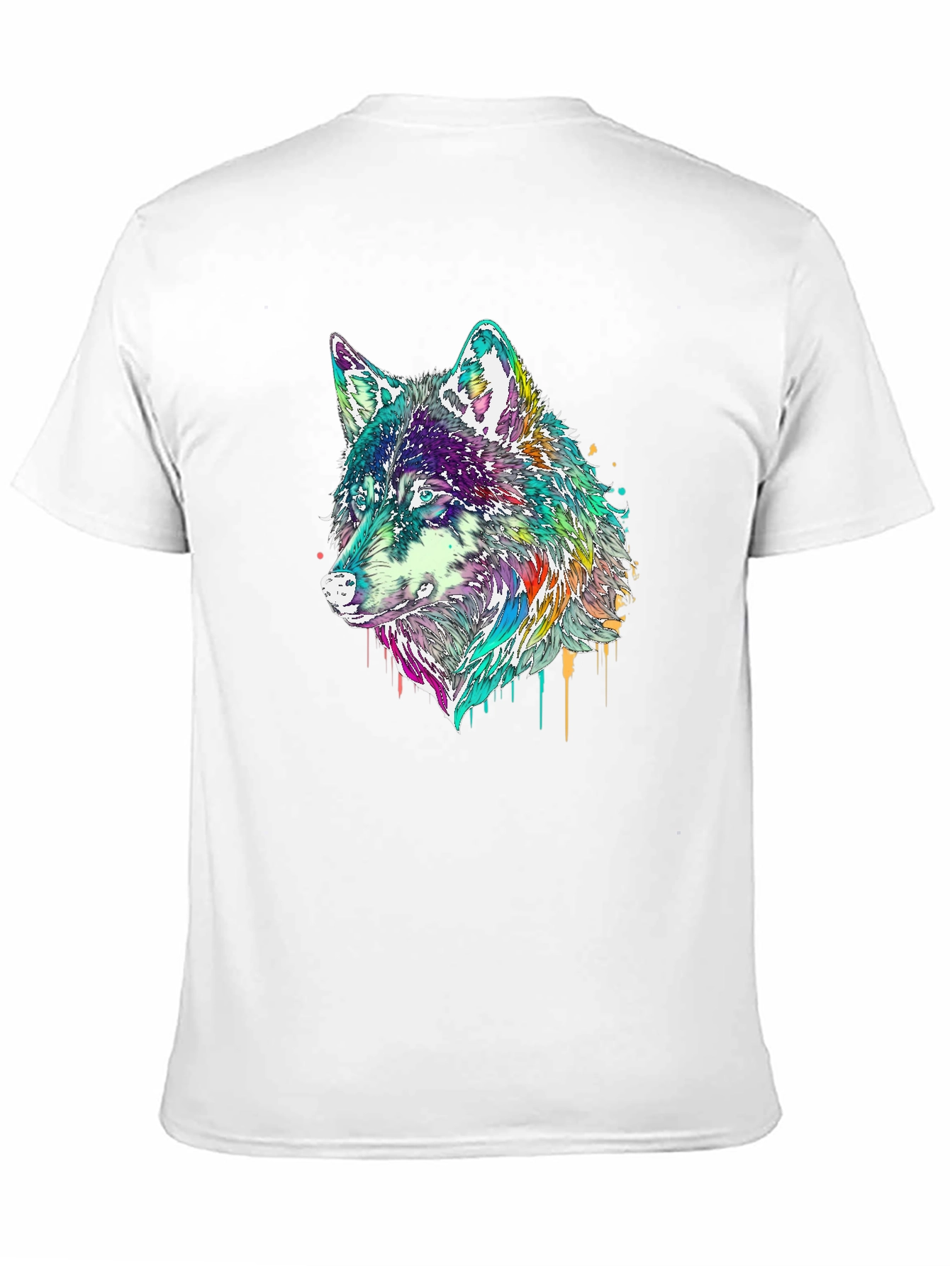 Black Wolf Graphic Tee - Colorful Animal Print view 11