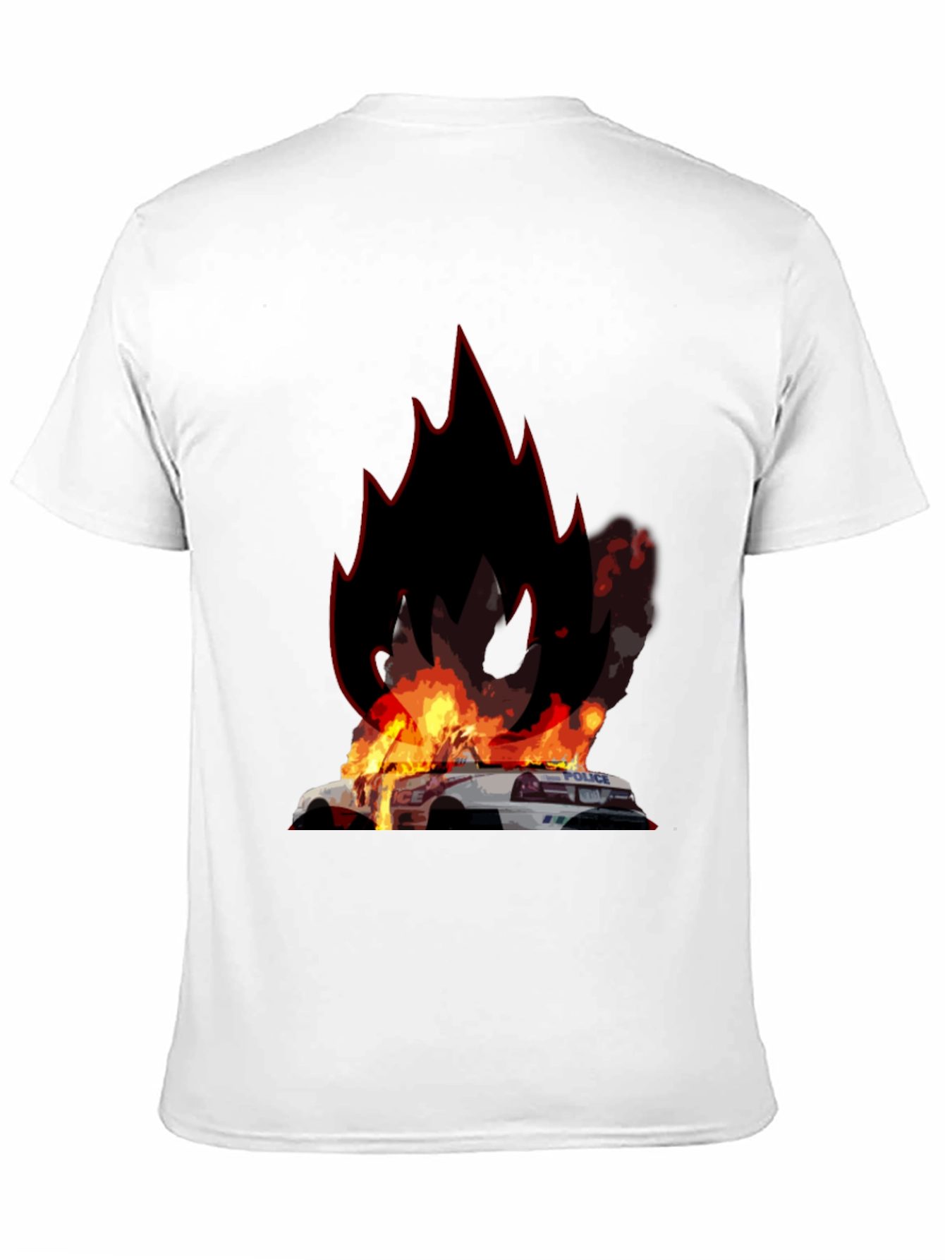 Black Burning Police Car T-Shirt - Bold Graphic Tee view 11
