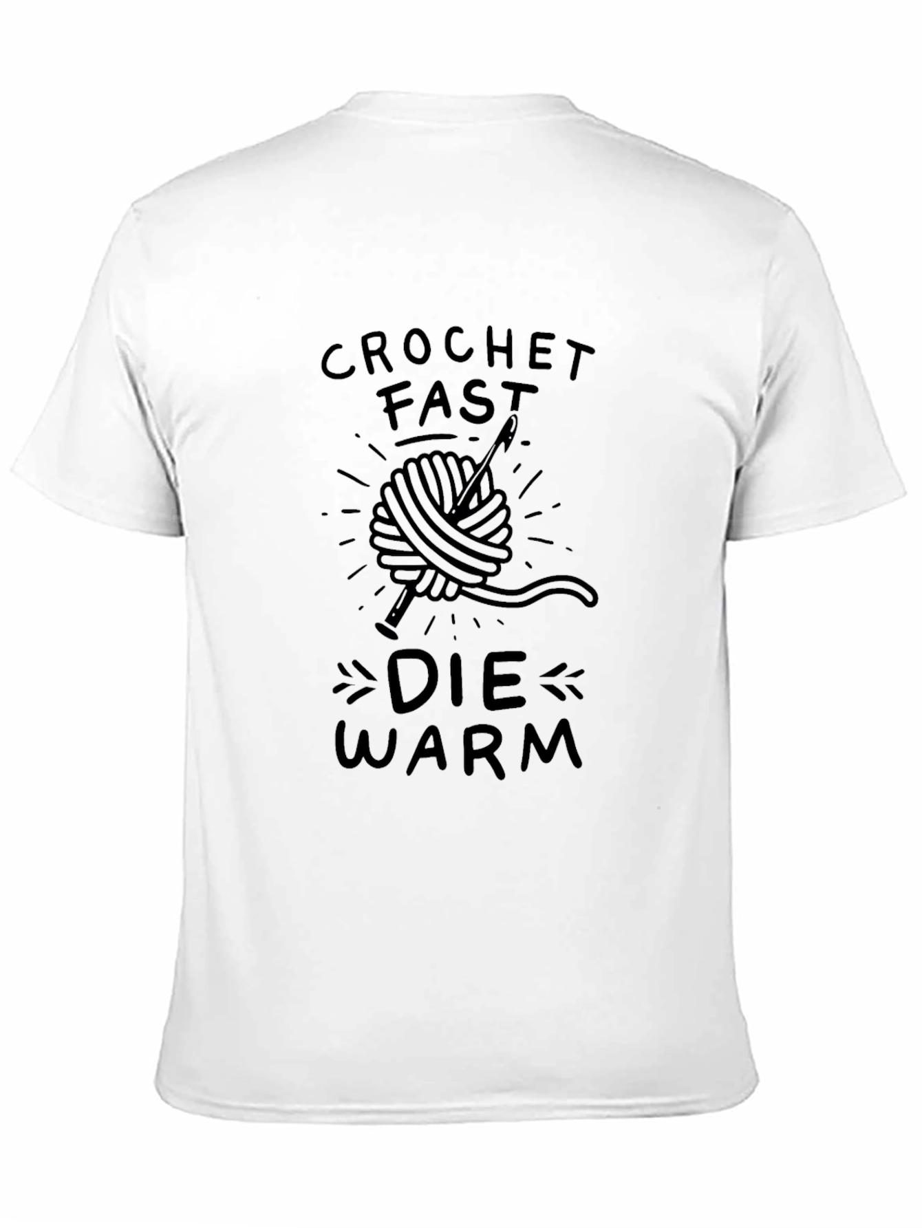 Black Crochet Fast Die Warm Funny T-Shirt - Black Cotton Tee view 11