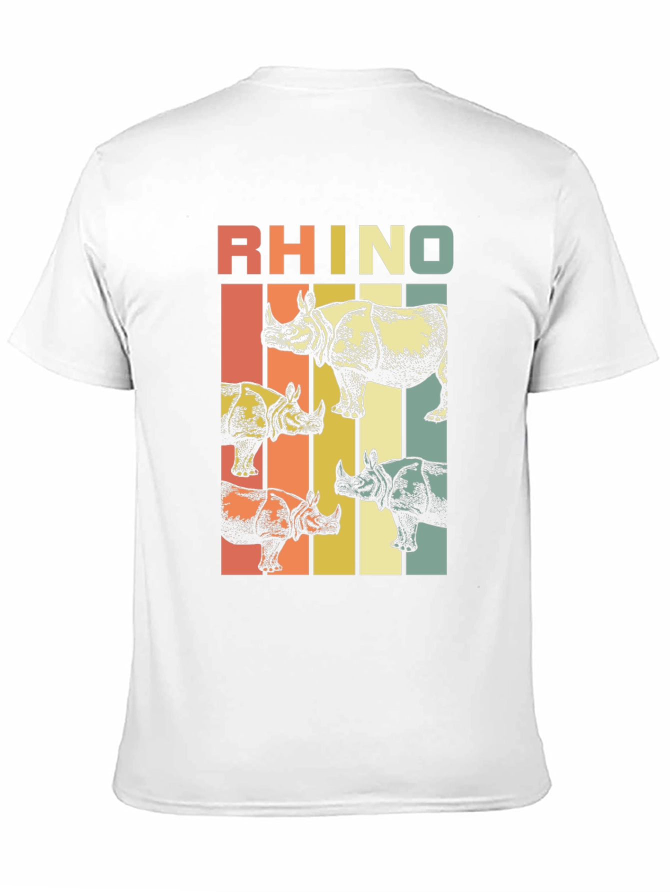 Black Retro Rhino T-Shirt: Vintage Style Animal Tee view 11