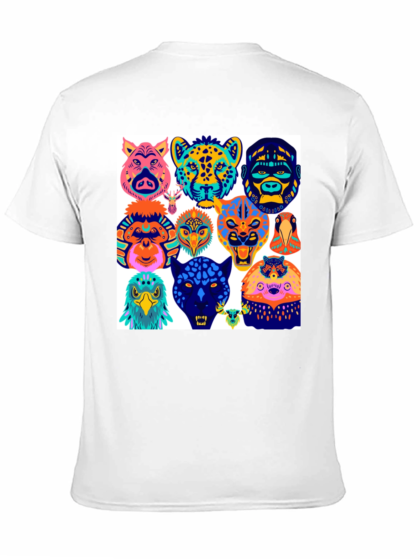 Black Animal Faces Graphic Tee - Modern Abstract Design view 11