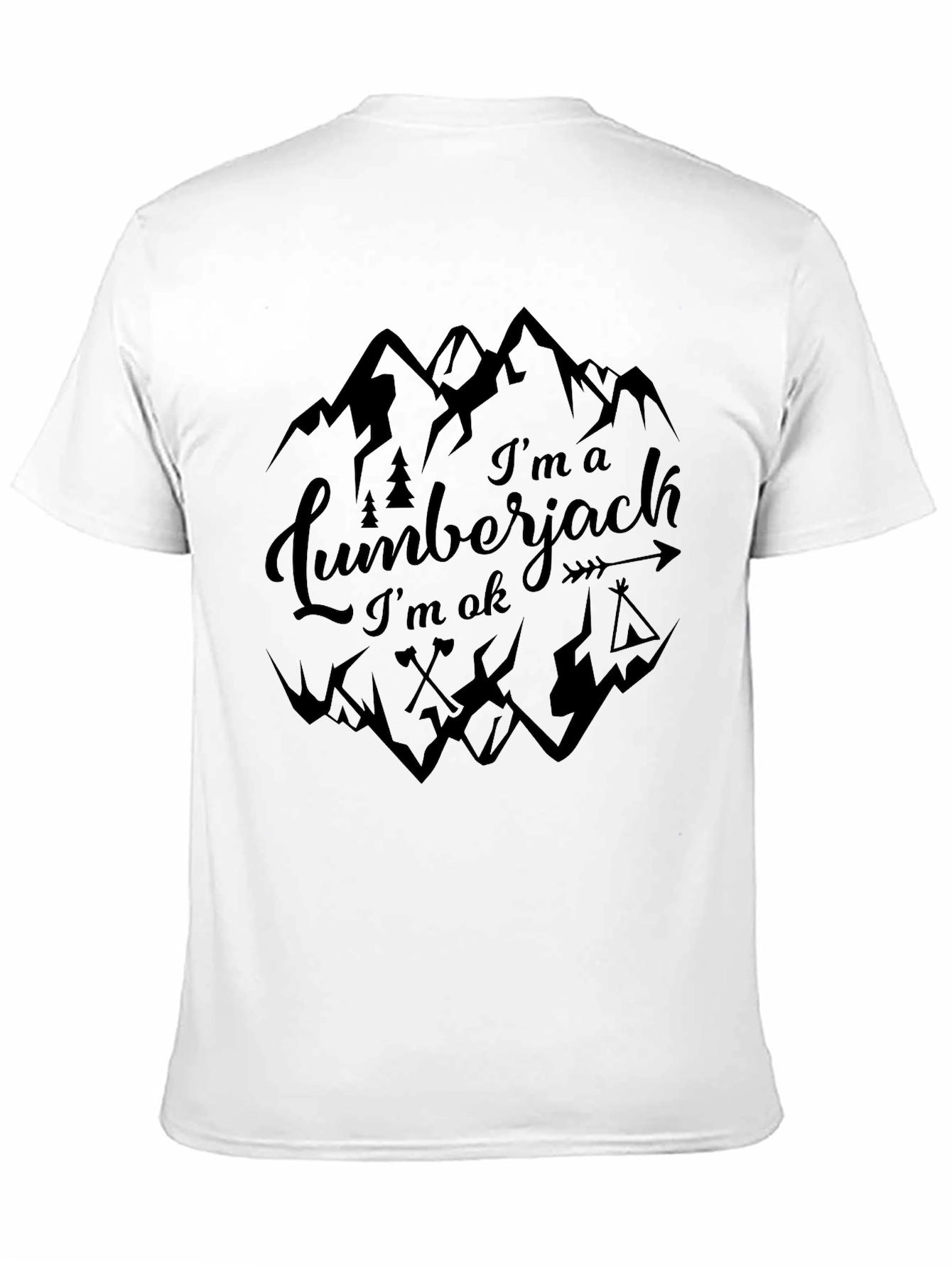 Black Lumberjack Graphic T-Shirt - Mountain Design view 11