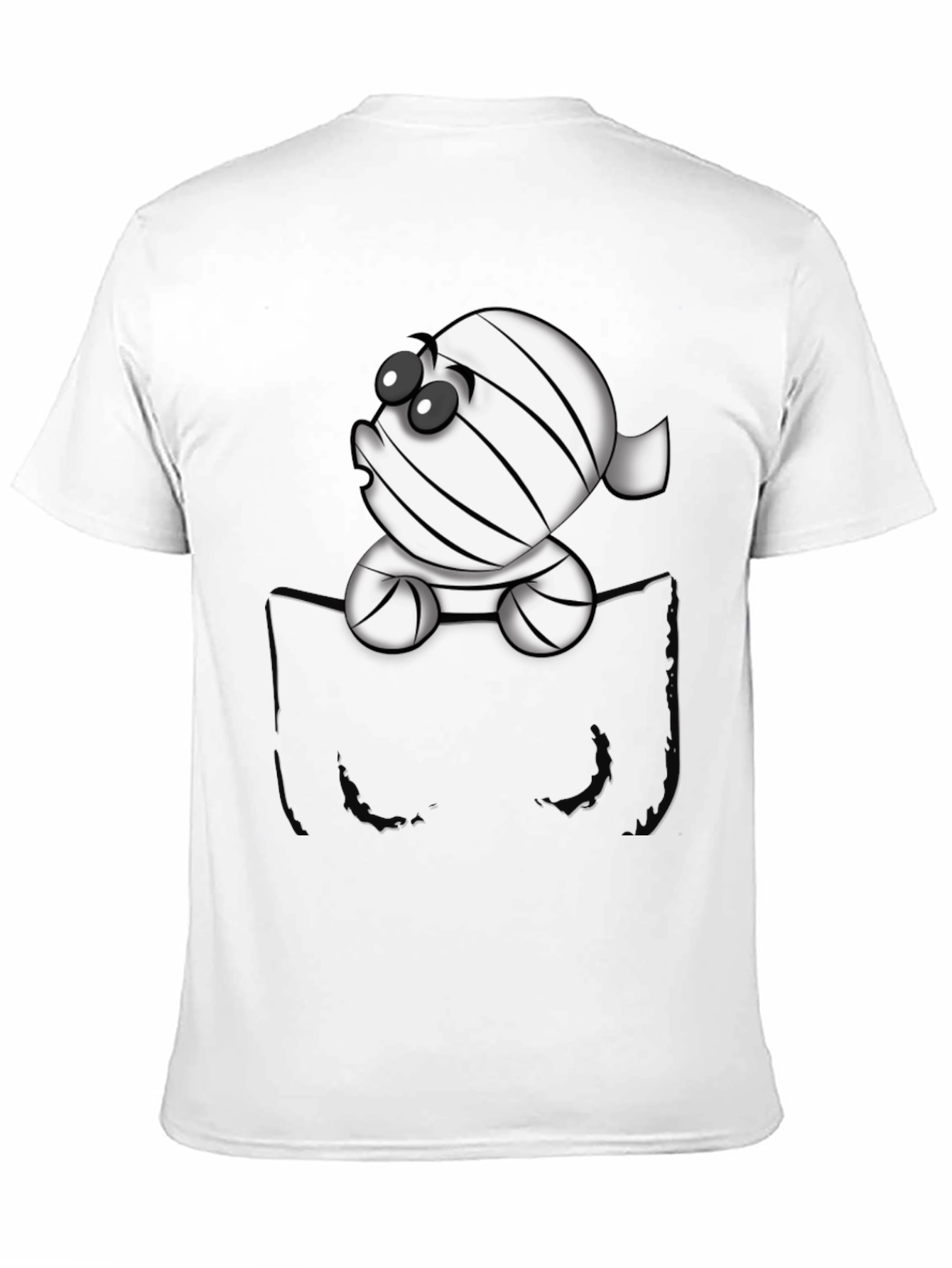 Black Cute Cartoon Mummy in Pocket T-Shirt view 11