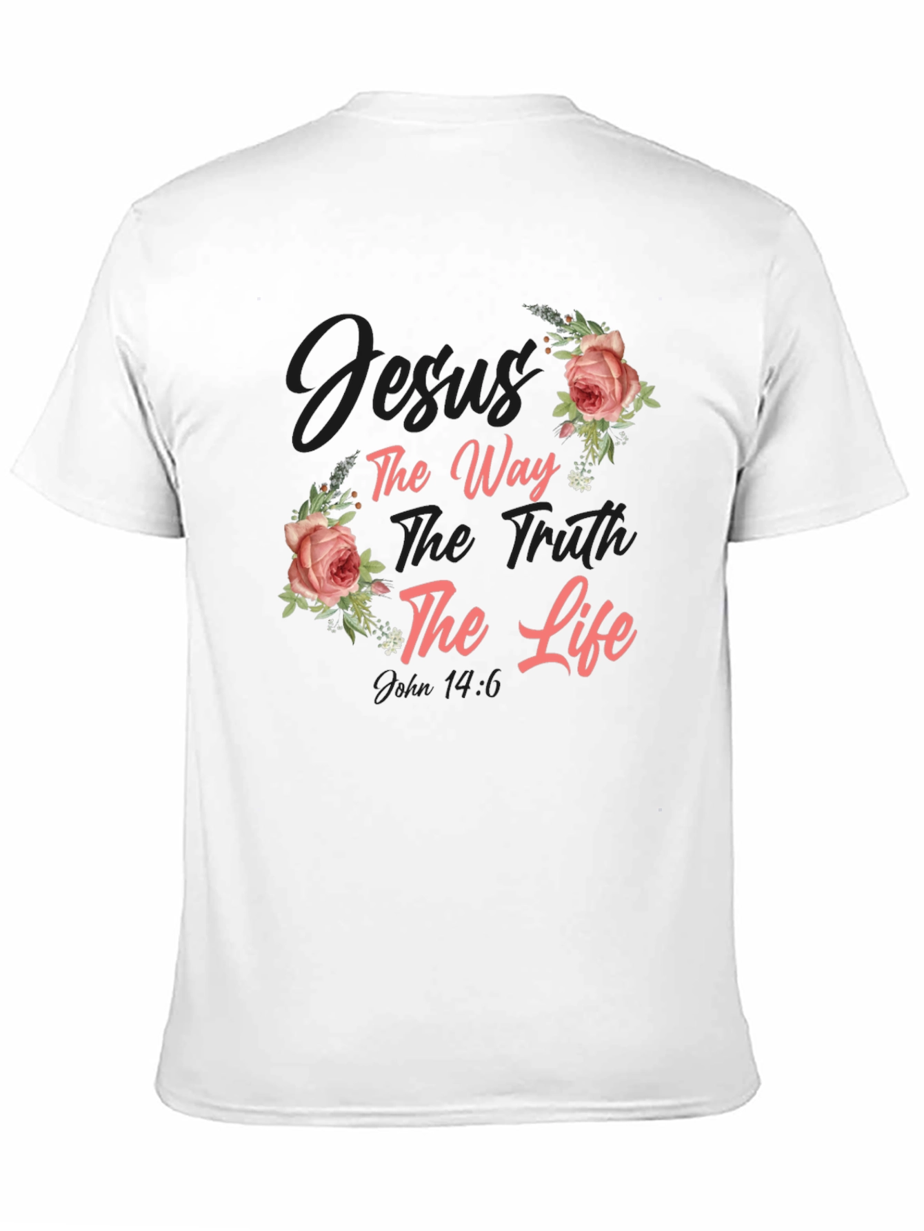 Black Floral Jesus the Way, Truth, Life Black T-Shirt view 11