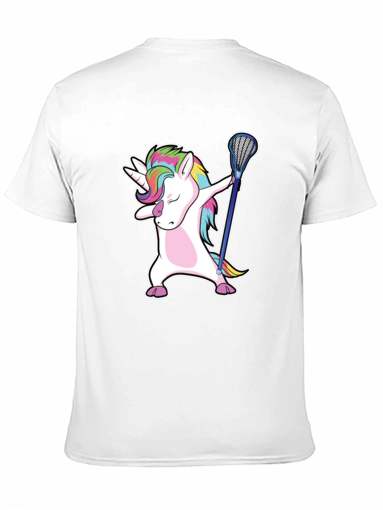 Black Unicorn Dabbing with Lacrosse Stick T-Shirt view 11