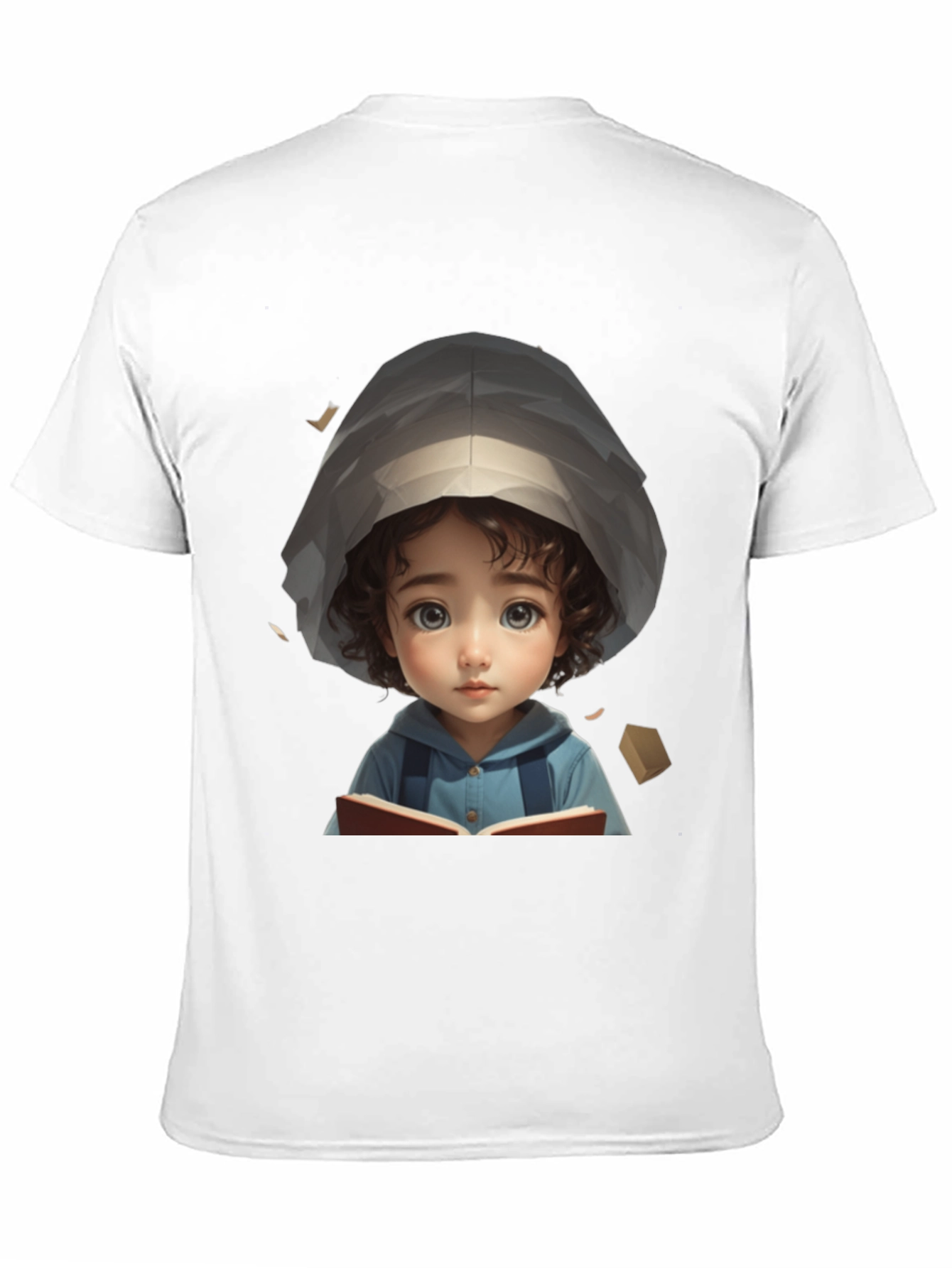 Black Cute Cartoon Girl Reading Book Black T-Shirt view 11