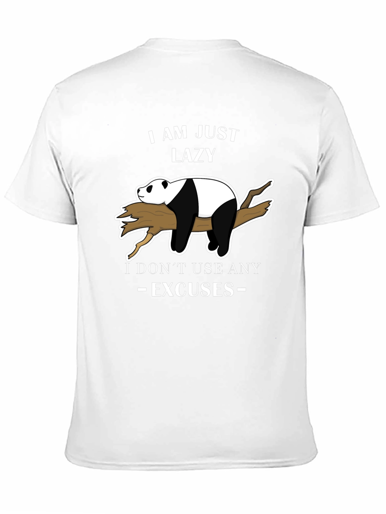 Black Lazy Panda T-Shirt - No Excuses Funny Graphic Tee view 11