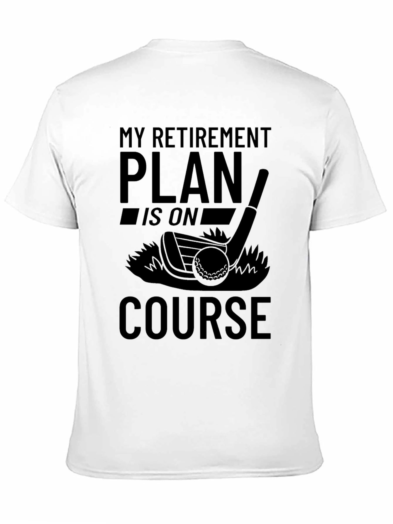 Black Retirement Plan Golf T-Shirt - On Course view 11
