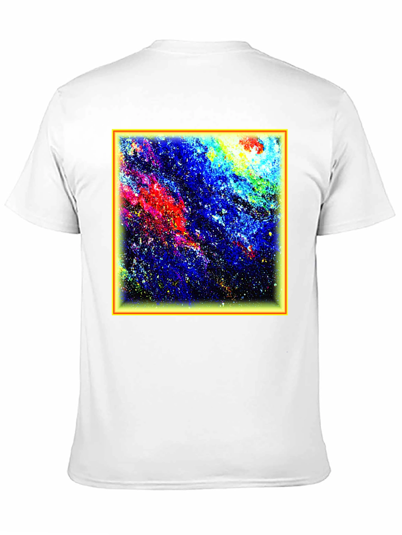 Black Abstract Art T-Shirt - Colorful Galaxy Design view 11