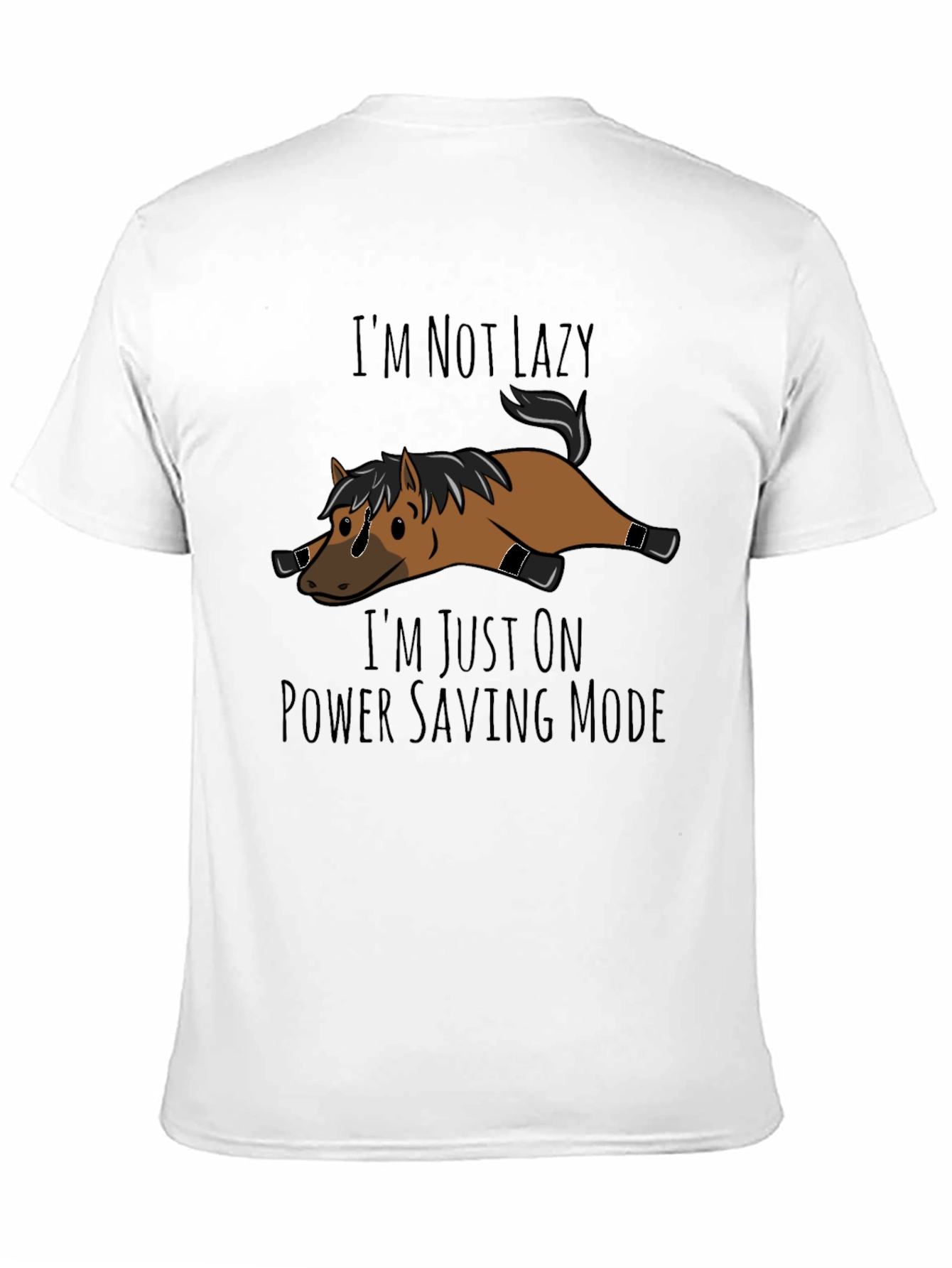 Black Lazy Horse T-Shirt - Power Saving Mode Funny Tee view 11