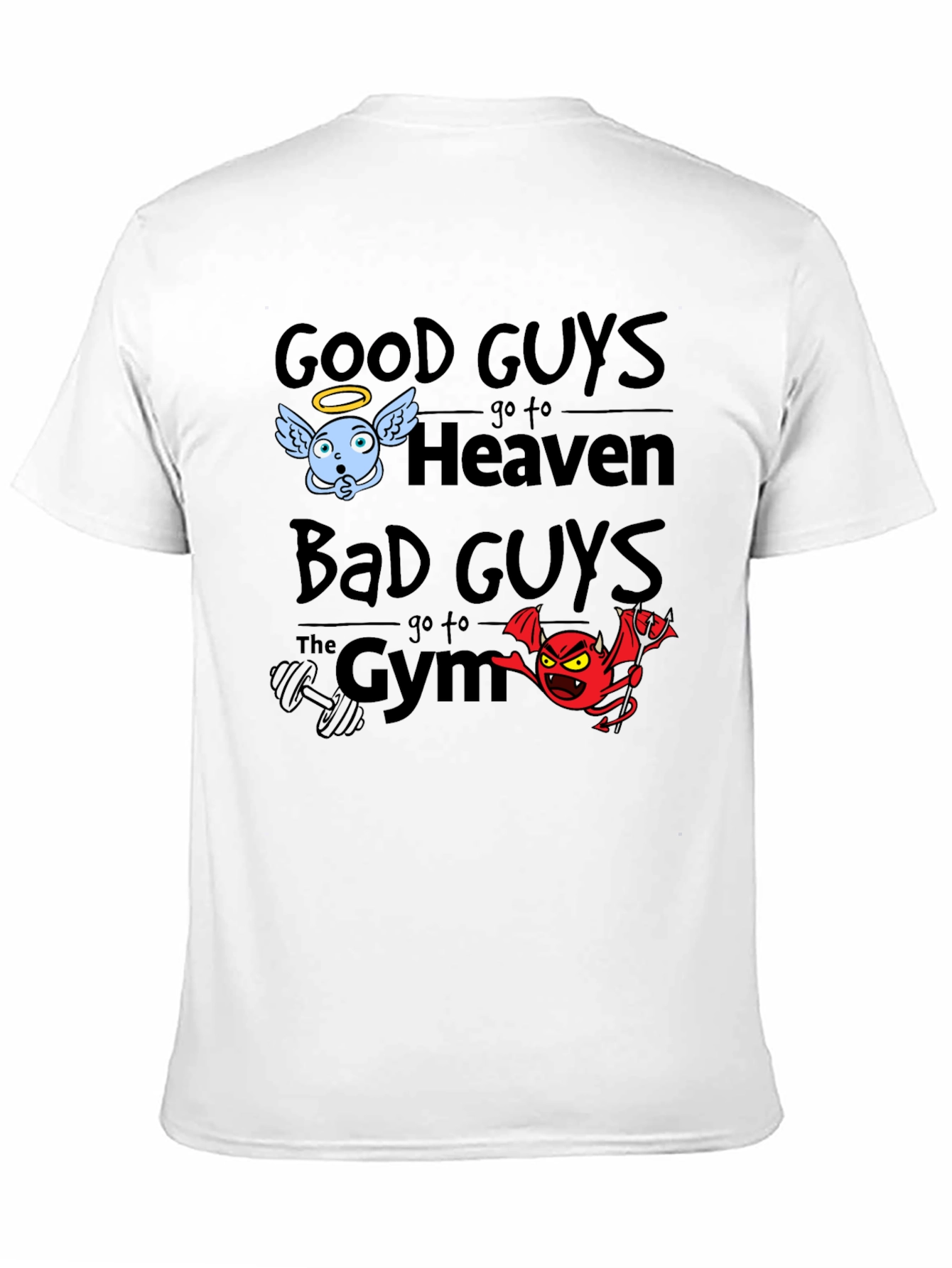 Black Good Guys Heaven Bad Guys Gym Graphic T-Shirt view 11
