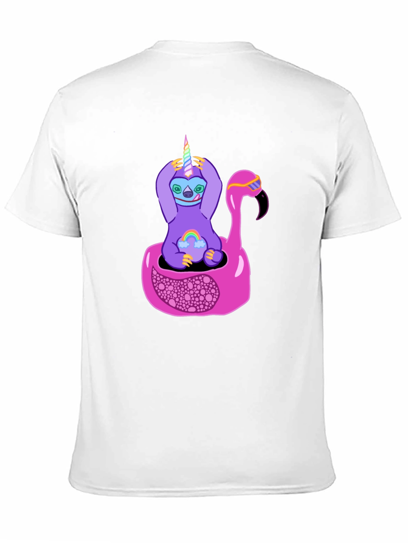 Black Sloth Unicorn Flamingo Pool Float Graphic Tee view 11