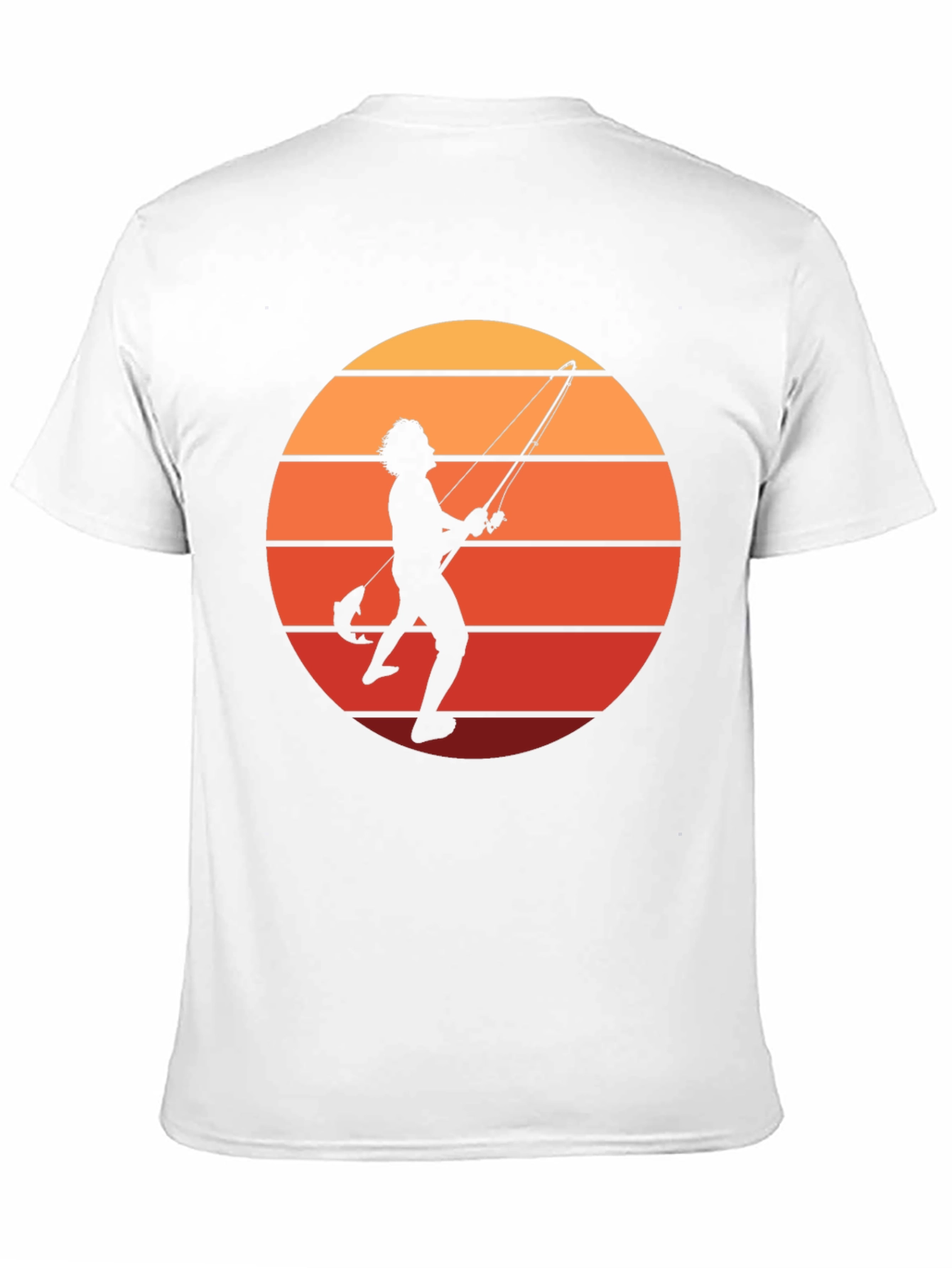 Black Retro Fishing T-Shirt - Sunset Silhouette view 11