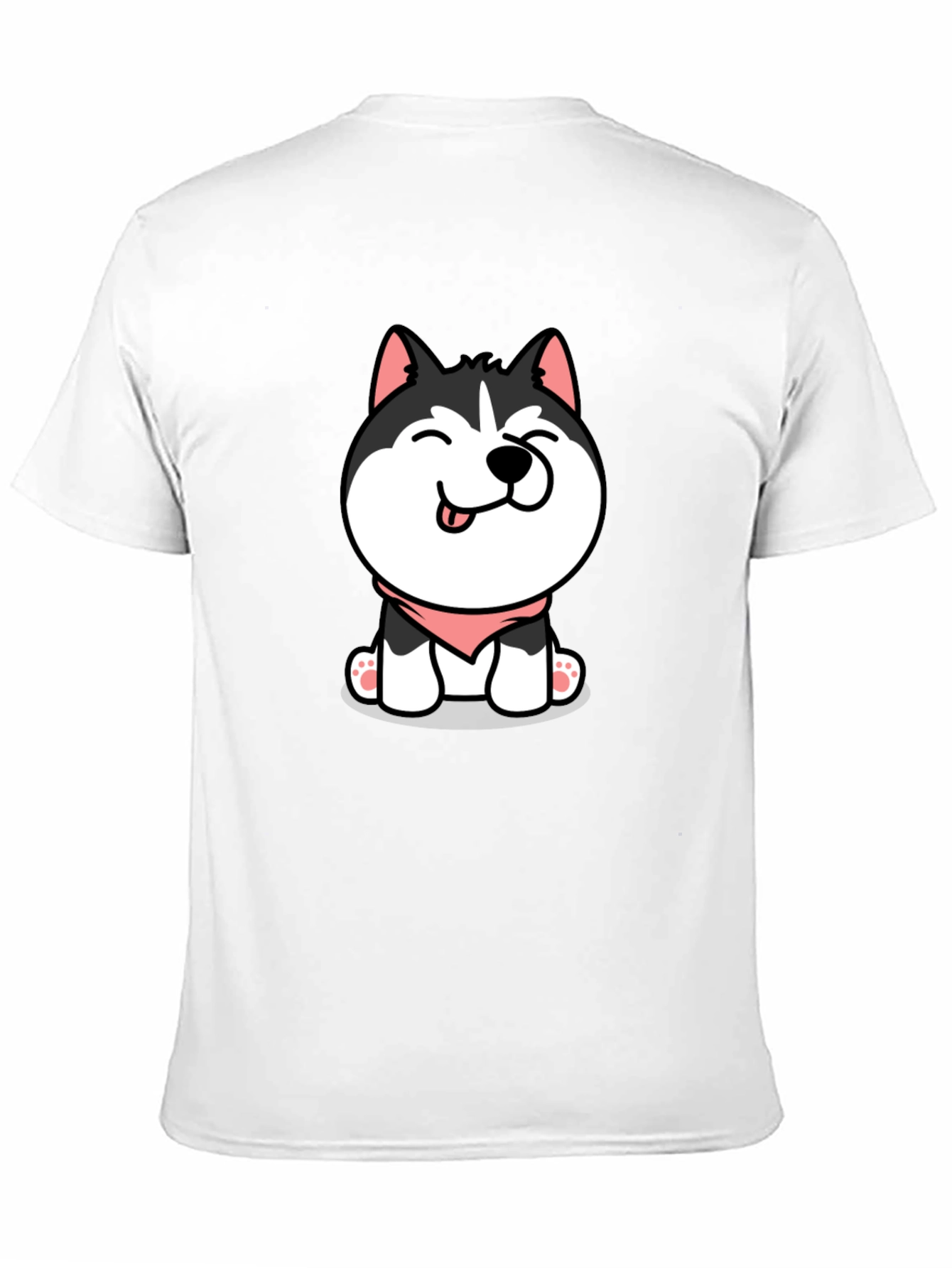 Black Cute Husky Puppy Graphic Tee - Black Cotton T-Shirt view 11