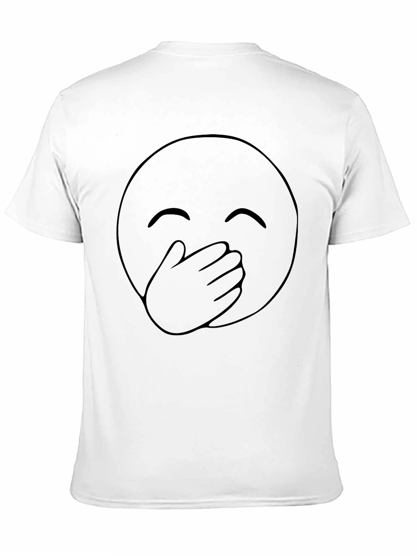 Black Emoji Cover Mouth Graphic Tee - Black Cotton Casual Shirt view 11