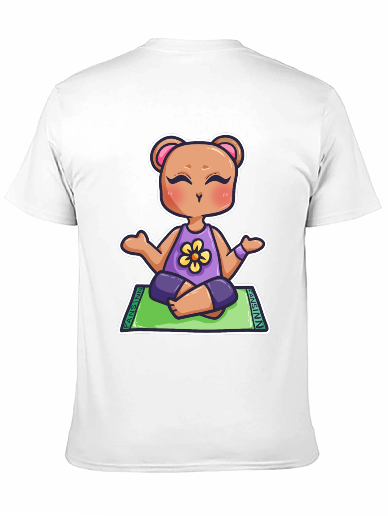 Black Yoga Bear Cartoon T-Shirt view 11