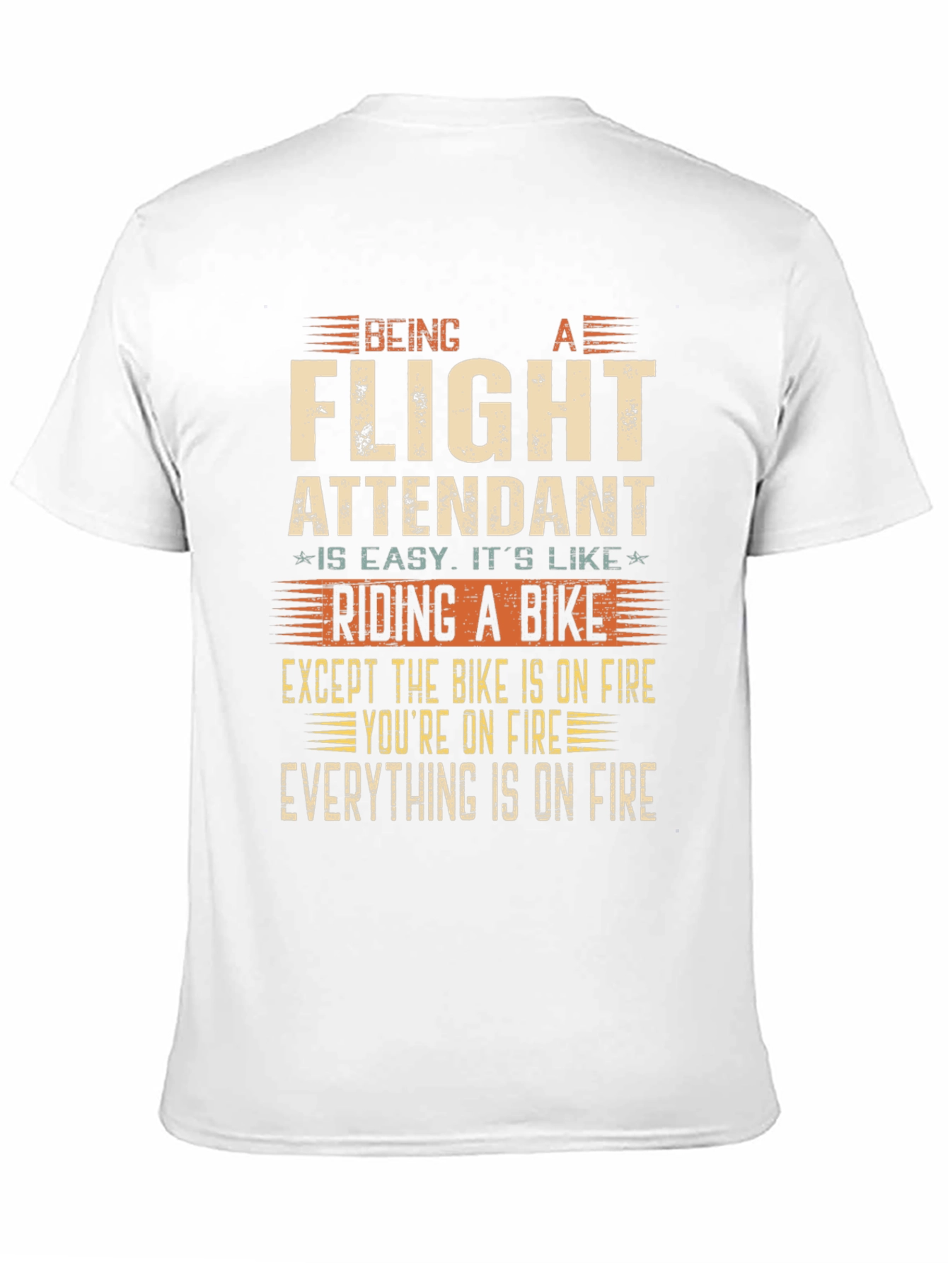 Black Flight Attendant T-Shirt - Riding a Bike on Fire! view 11