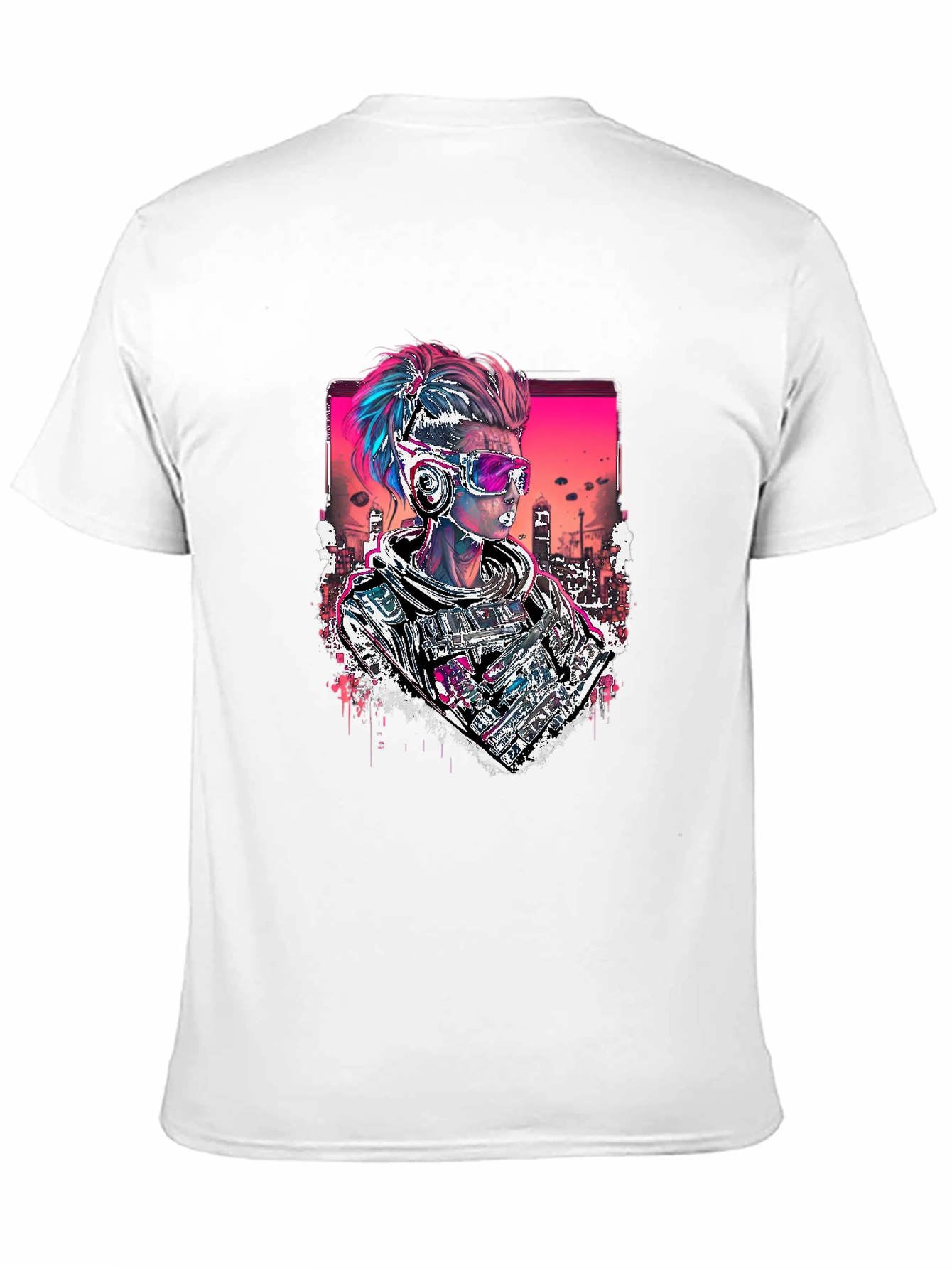 Black Cyberpunk Soldier Graphic Black Tee view 11