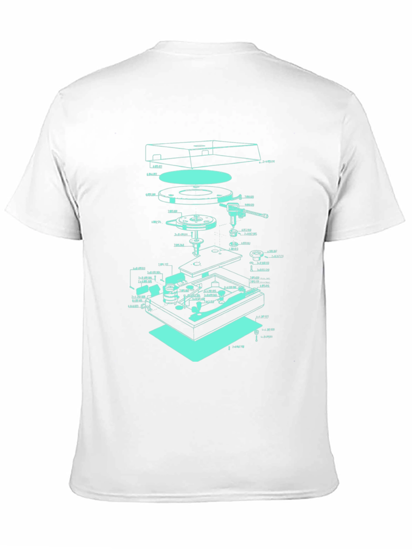 Turntable Schematic Graphic Tee - Cool Music Lover Design - 11