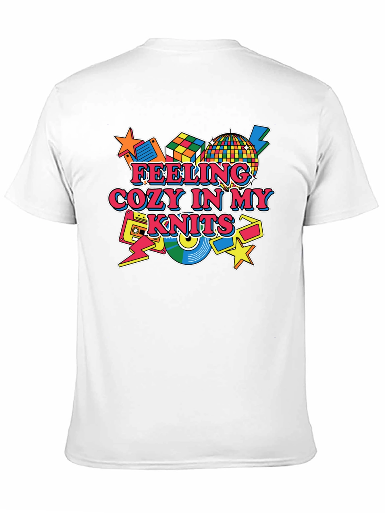 Black Feeling Cozy in My Knits Retro Style Black T-Shirt view 11