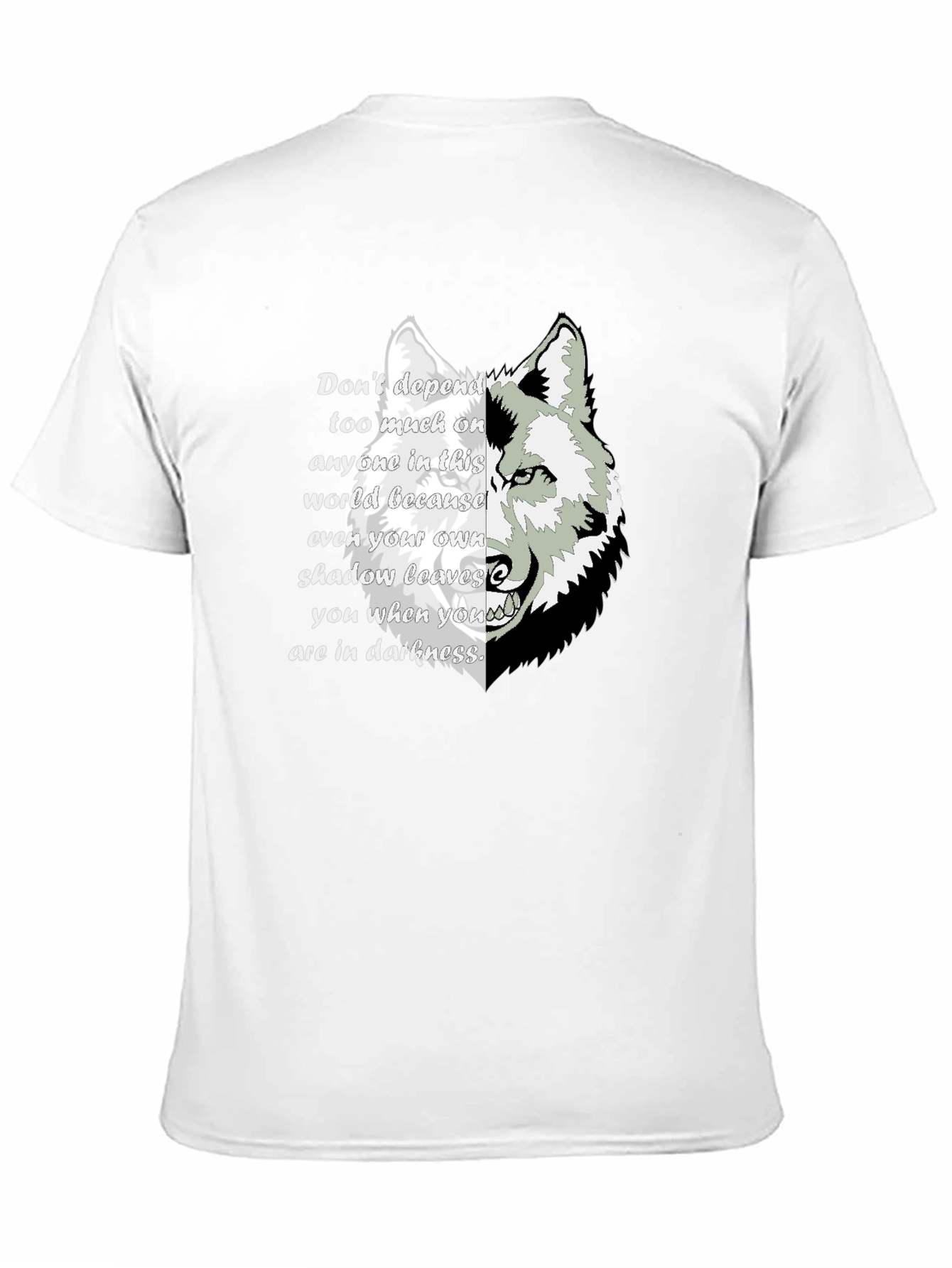 Black Wolf Shadow Graphic T-Shirt - Inspirational Quote Tee view 11